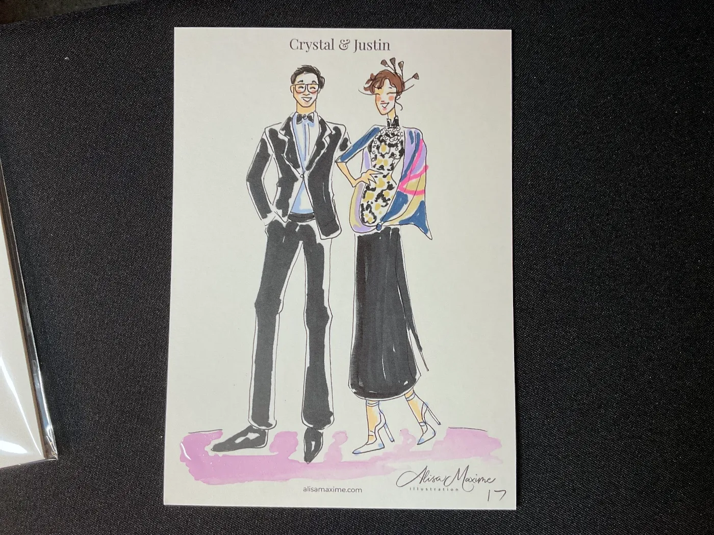 Live fashion sketch 16 from Wedding at Adler Planetarium, Chicago