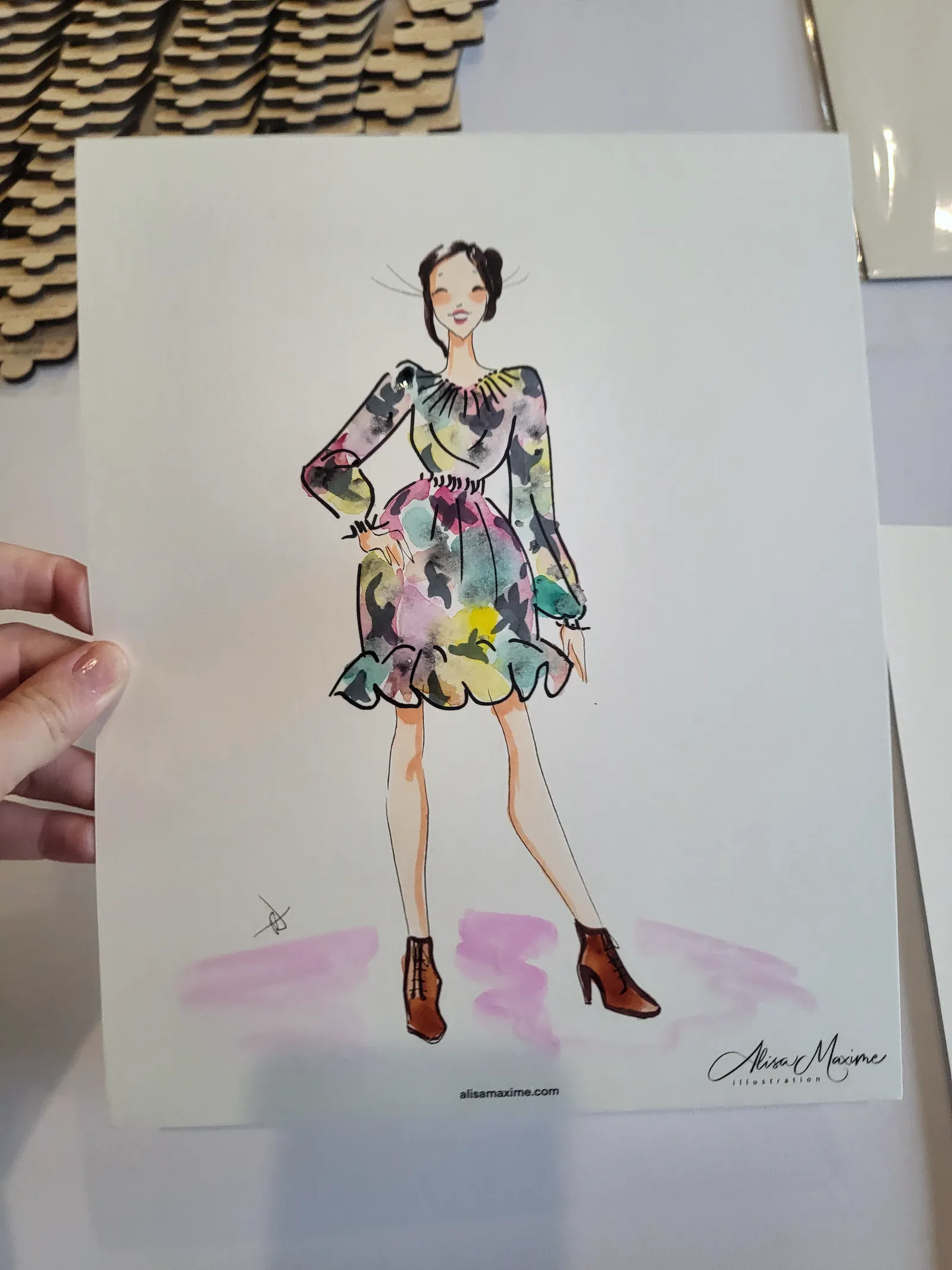 Live fashion sketch 3 from Wedding Celebration at The Barn in Paradise, Texas