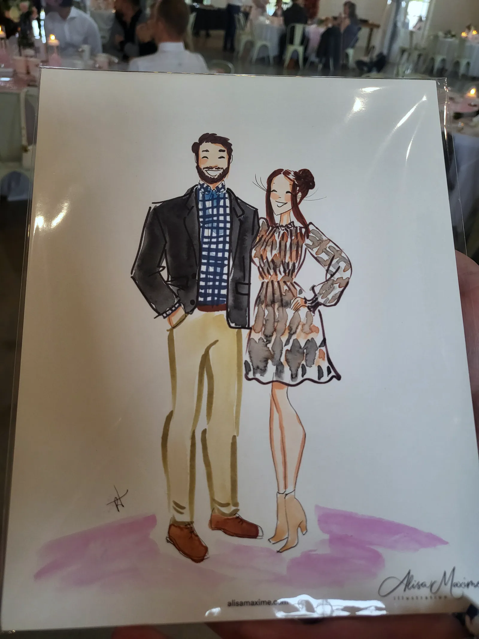 Live sketch from Wedding Celebration at The Barn in Paradise, Texas