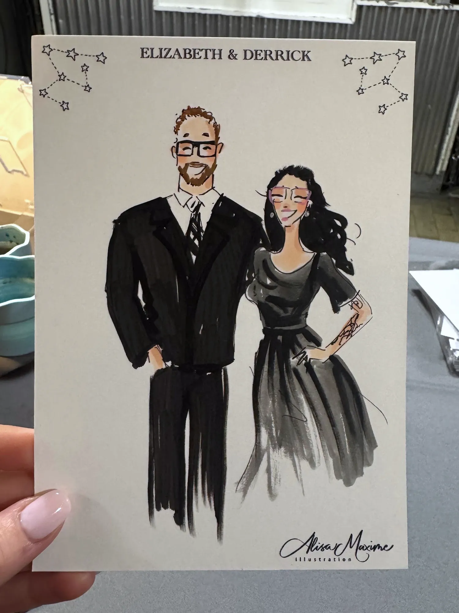 Live fashion sketch 11 from Elegant Wedding Celebration at Reading Terminal, Philadelphia