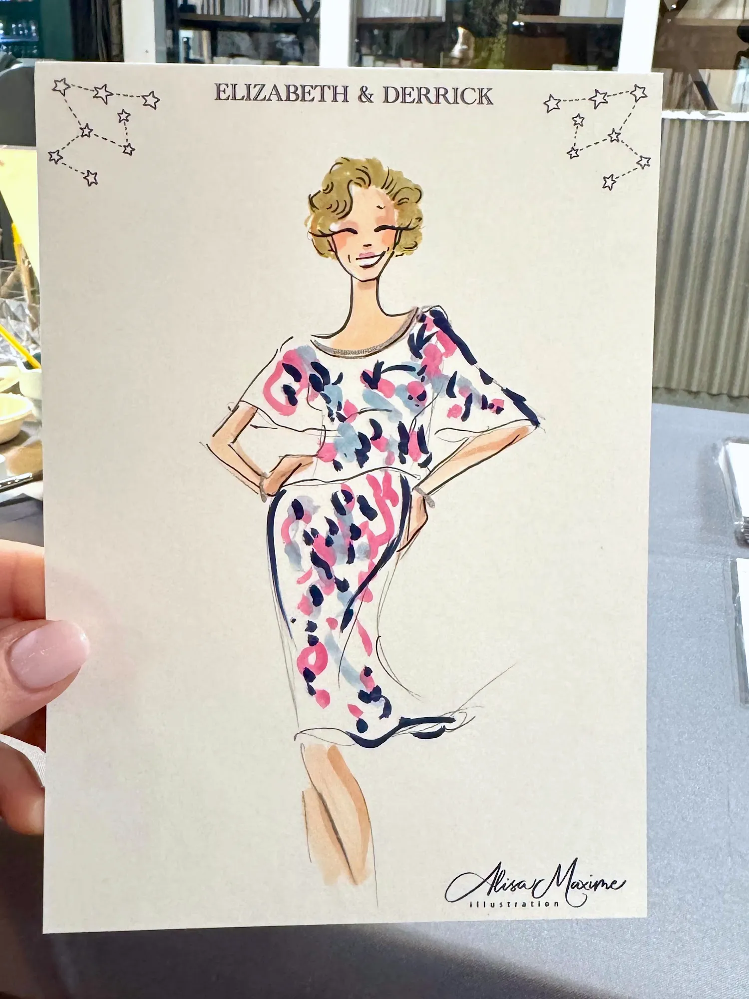 Live fashion sketch 14 from Elegant Wedding Celebration at Reading Terminal, Philadelphia