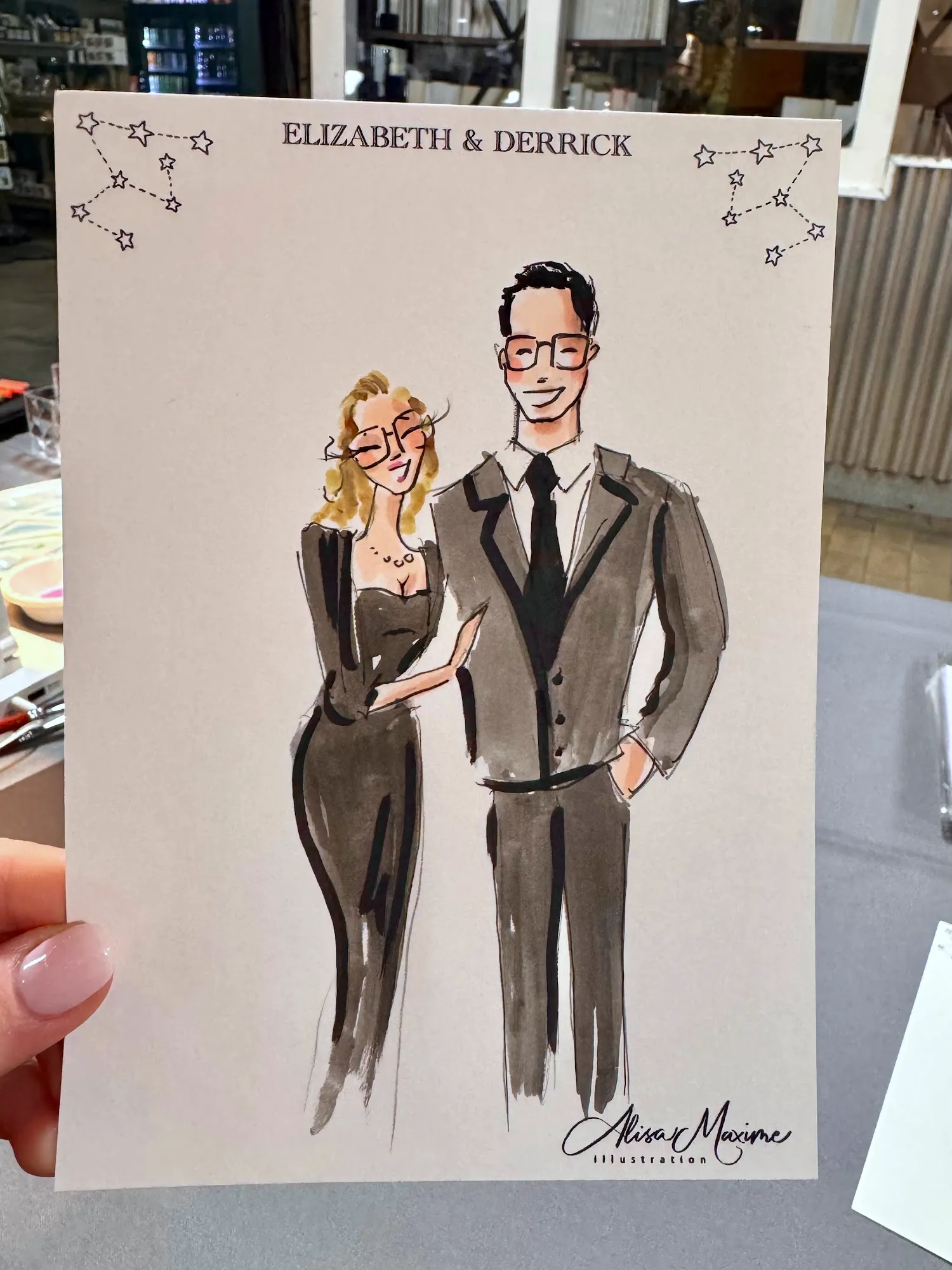 Live fashion sketch 15 from Elegant Wedding Celebration at Reading Terminal, Philadelphia