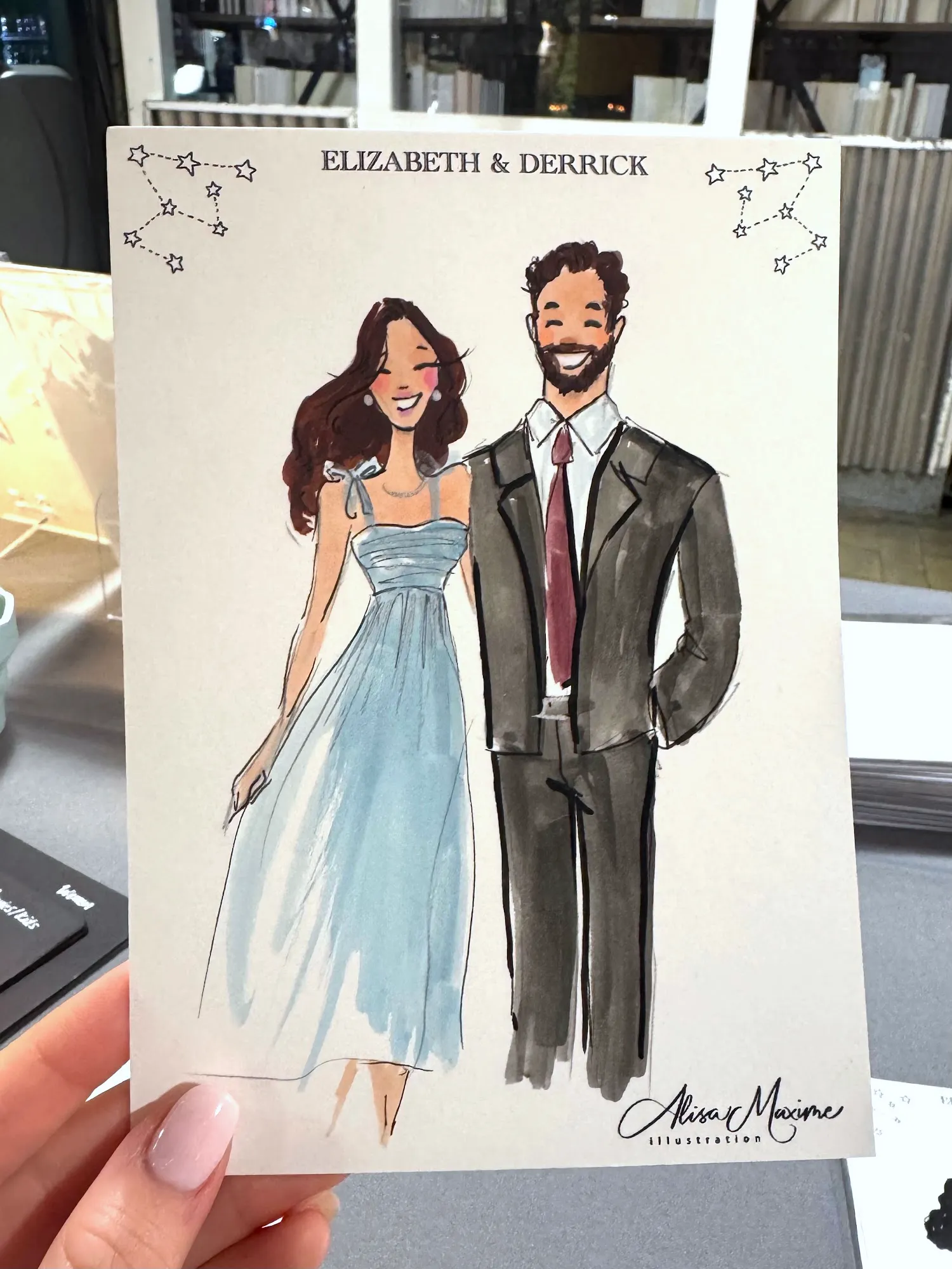 Live fashion sketch 5 from Elegant Wedding Celebration at Reading Terminal, Philadelphia