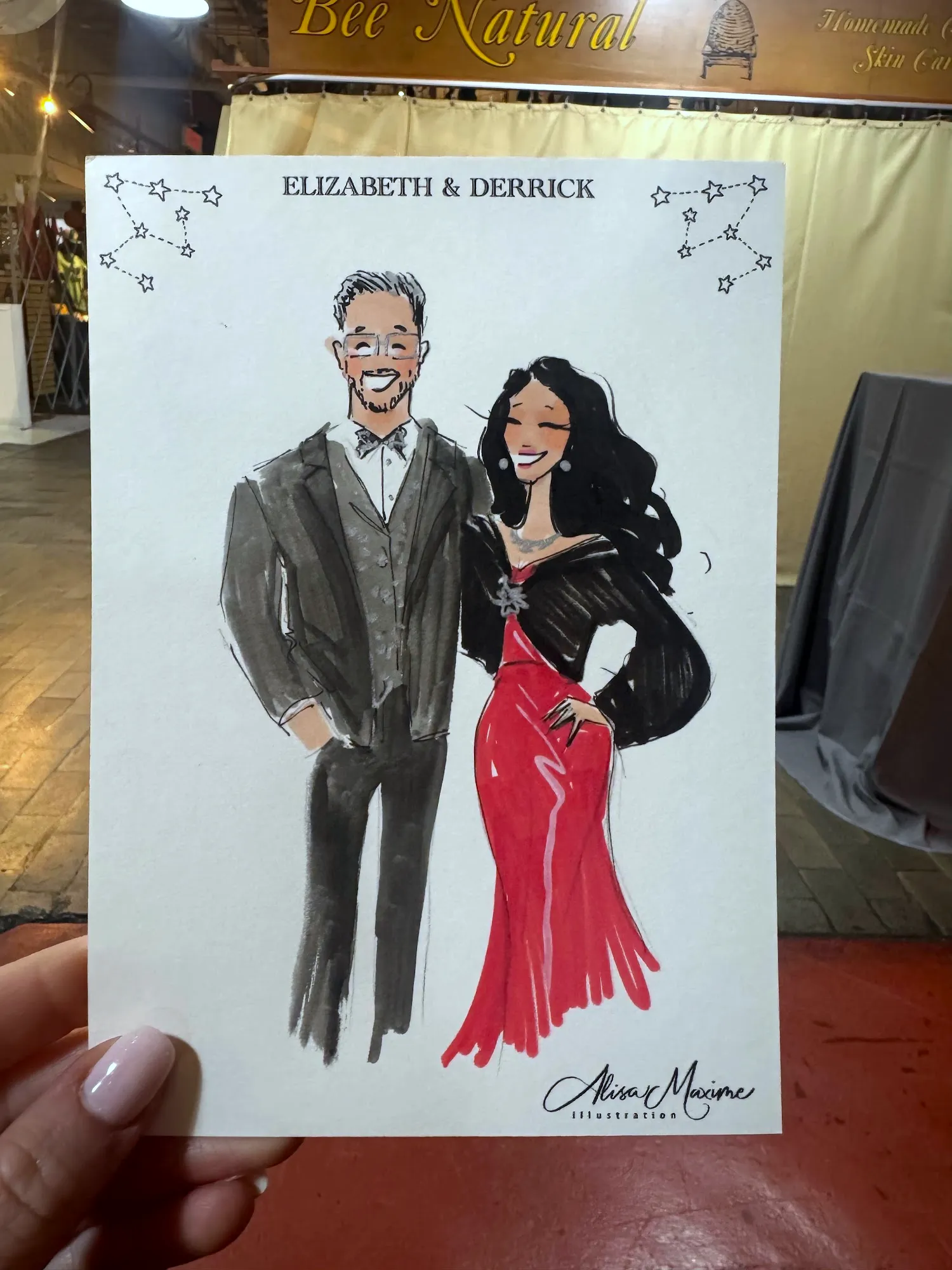 Live fashion sketch 7 from Elegant Wedding Celebration at Reading Terminal, Philadelphia