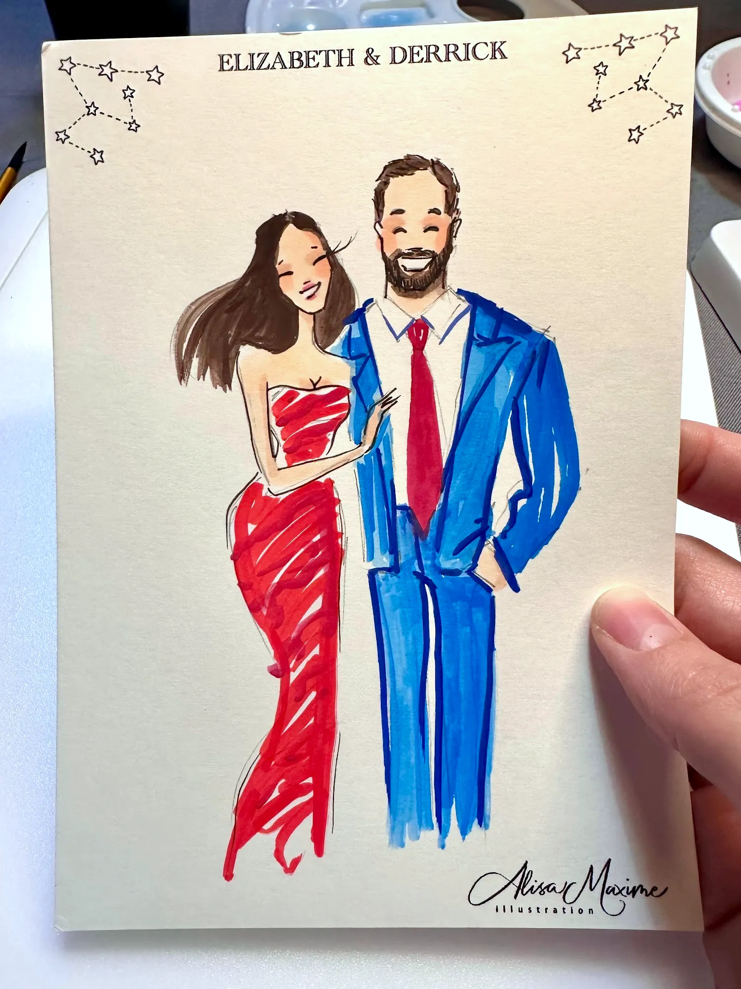 Live sketch from Elegant Wedding Celebration at Reading Terminal, Philadelphia