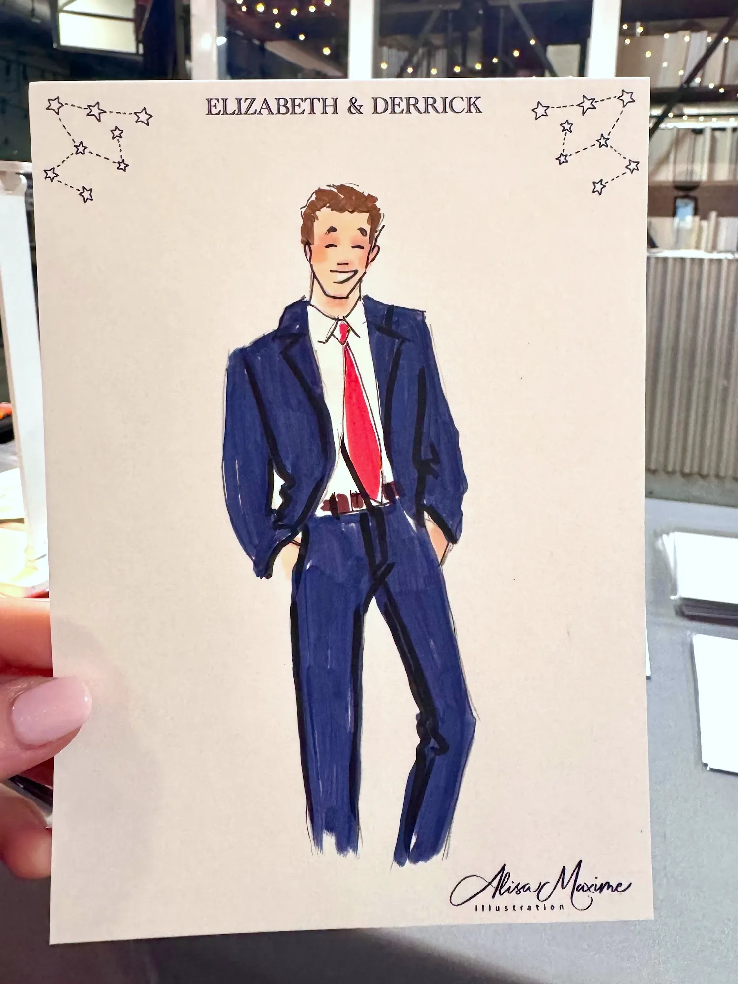 Live fashion sketch 16 from Elegant Wedding Celebration at Reading Terminal, Philadelphia