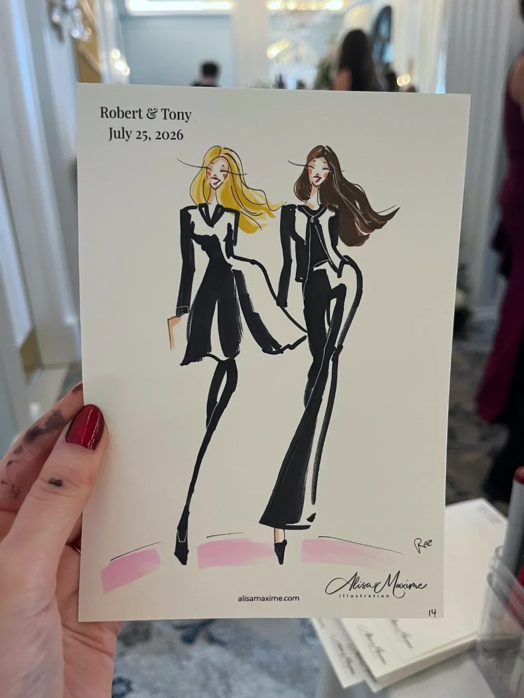 Live sketch from Wedding at Hotel Carmichael, Carmel, Indiana