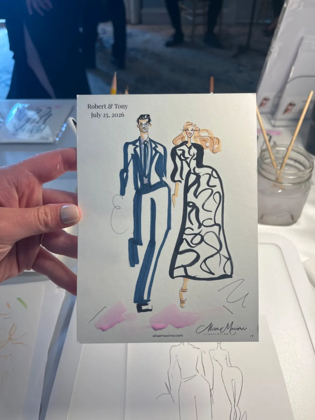 Live fashion sketch 15 from Wedding at Hotel Carmichael, Carmel, Indiana