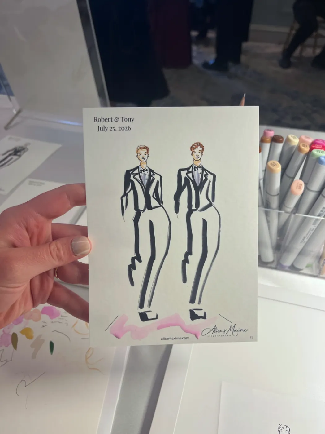Live fashion sketch 10 from Wedding at Hotel Carmichael, Carmel, Indiana