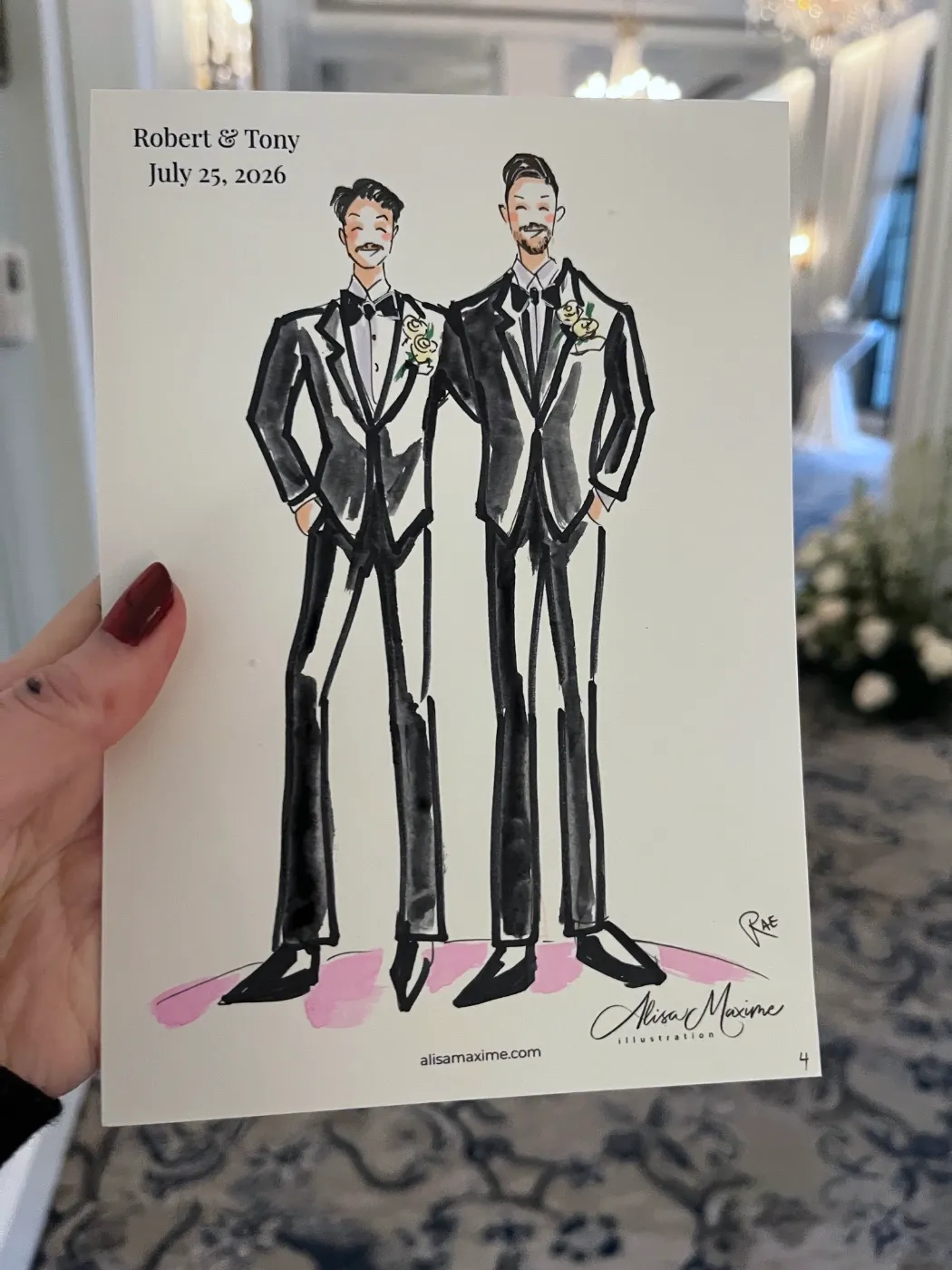 Live fashion sketch 5 from Wedding at Hotel Carmichael, Carmel, Indiana