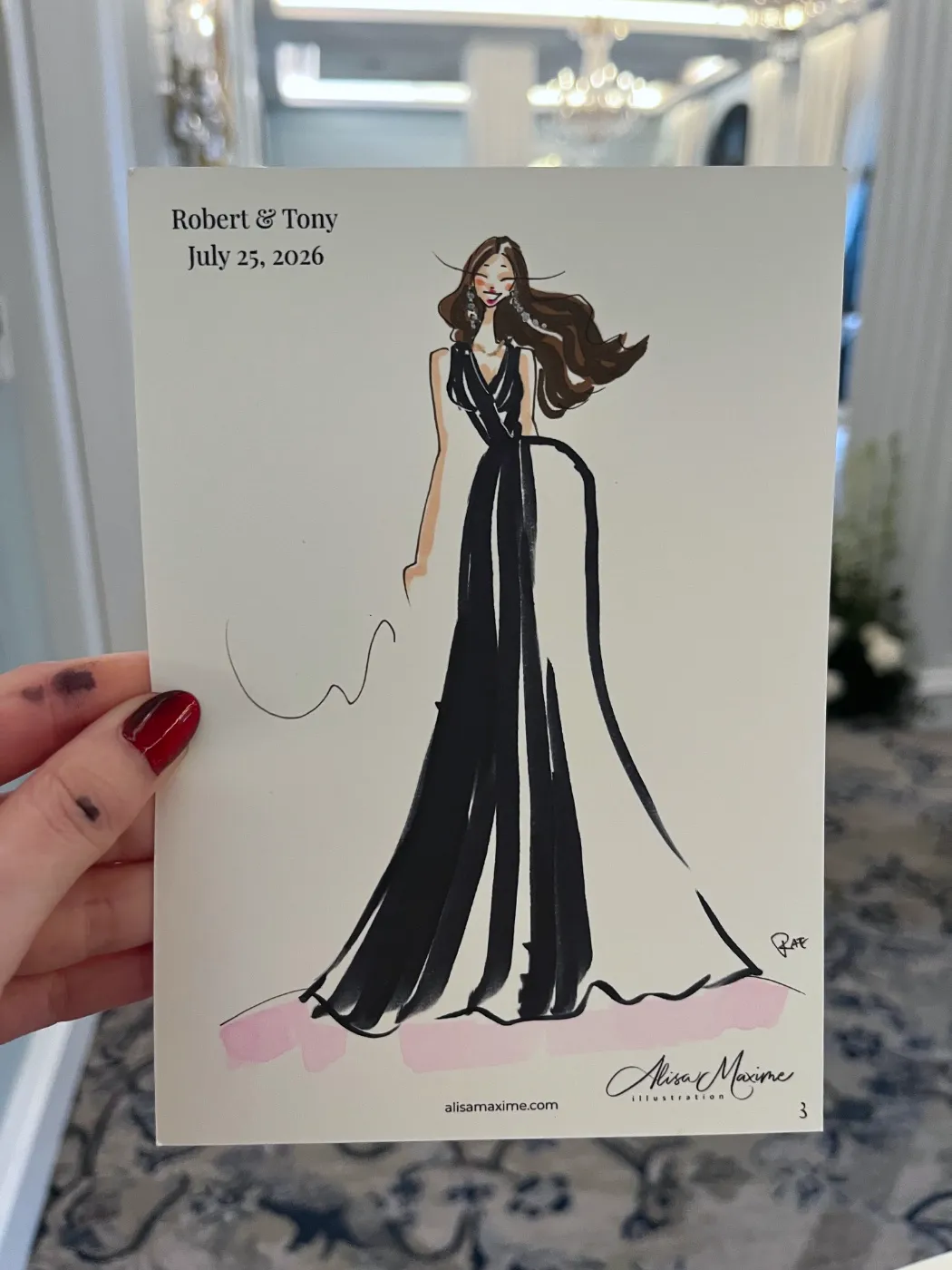 Live fashion sketch 4 from Wedding at Hotel Carmichael, Carmel, Indiana