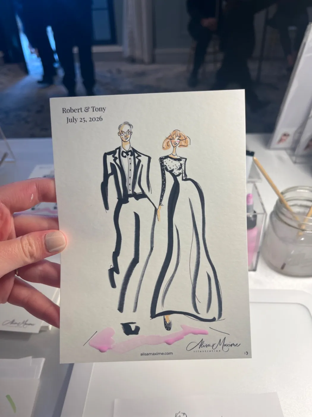 Live fashion sketch 12 from Wedding at Hotel Carmichael, Carmel, Indiana