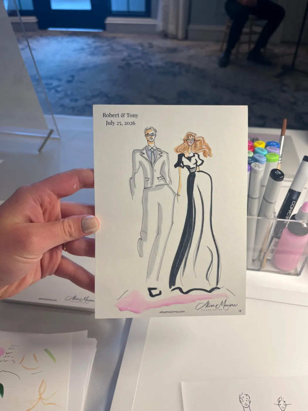 Live fashion sketch 13 from Wedding at Hotel Carmichael, Carmel, Indiana