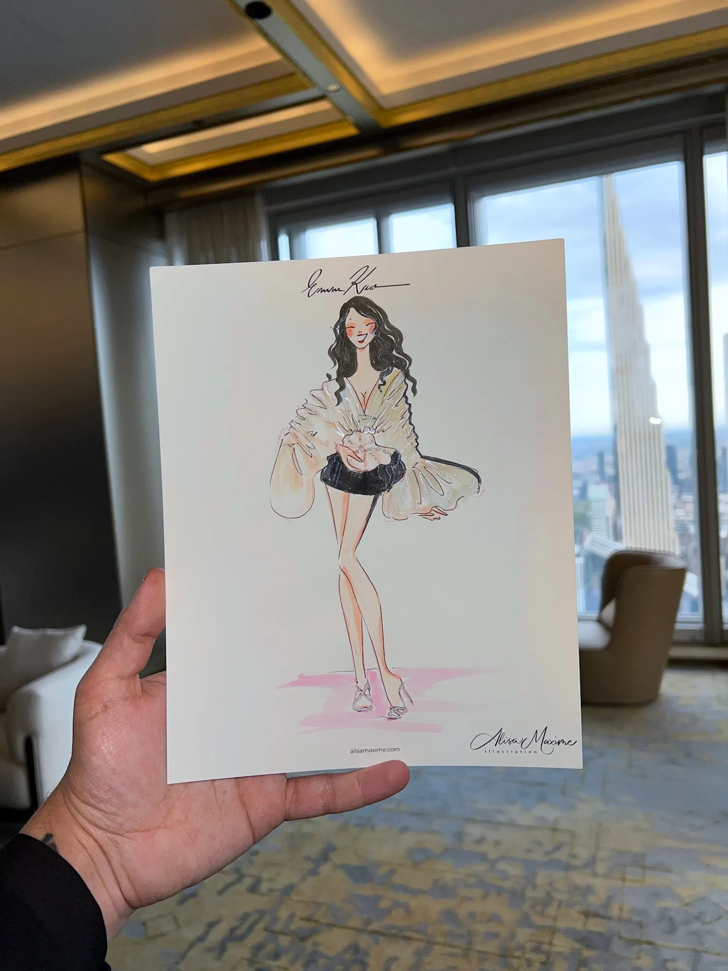 Live fashion sketch 2 from Infinity Creative Agency Shop Event at Central Park Tower, New York
