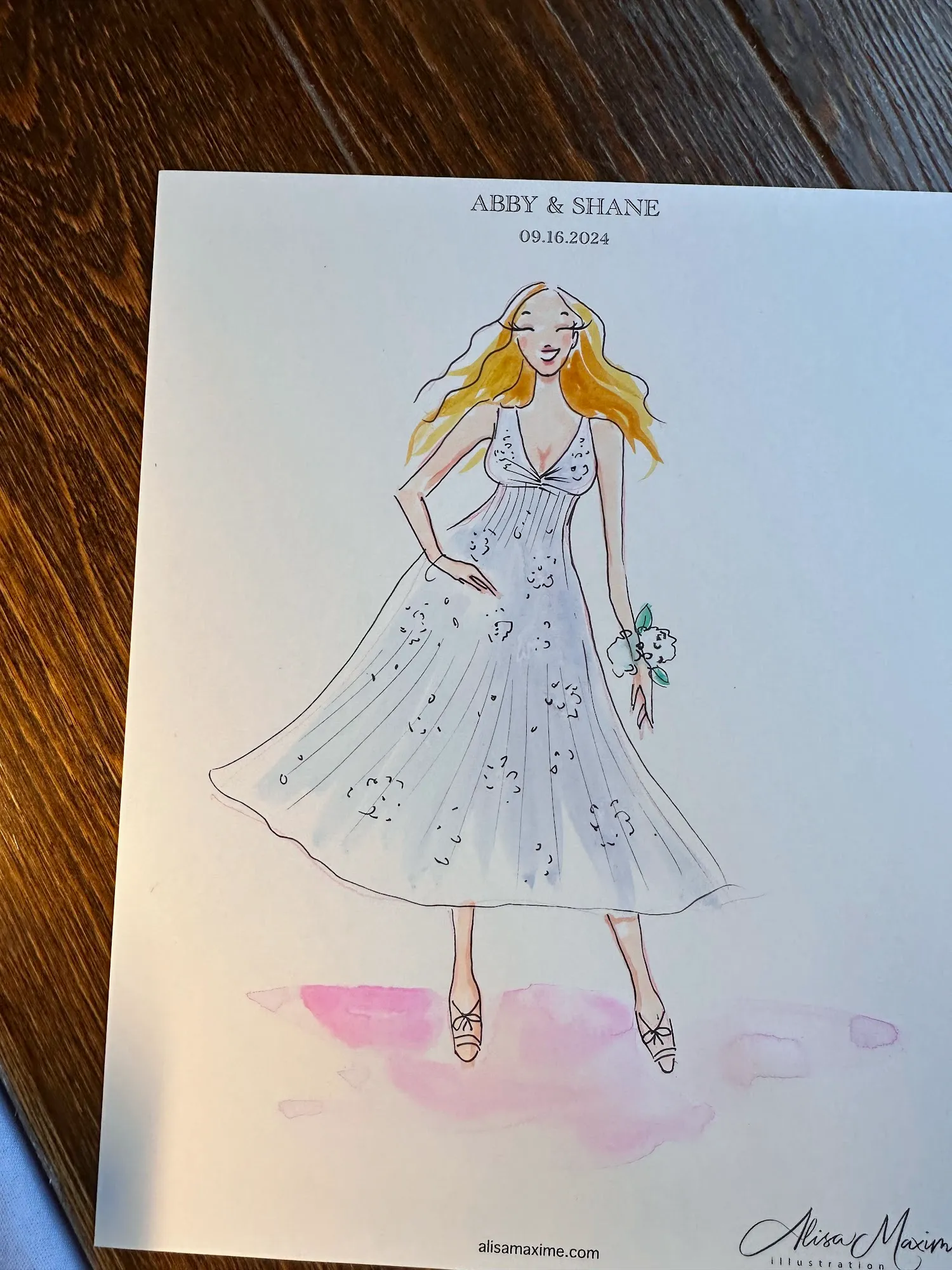 Live fashion sketch 2 from A Beautiful Wedding Celebration at Full Moon Resort