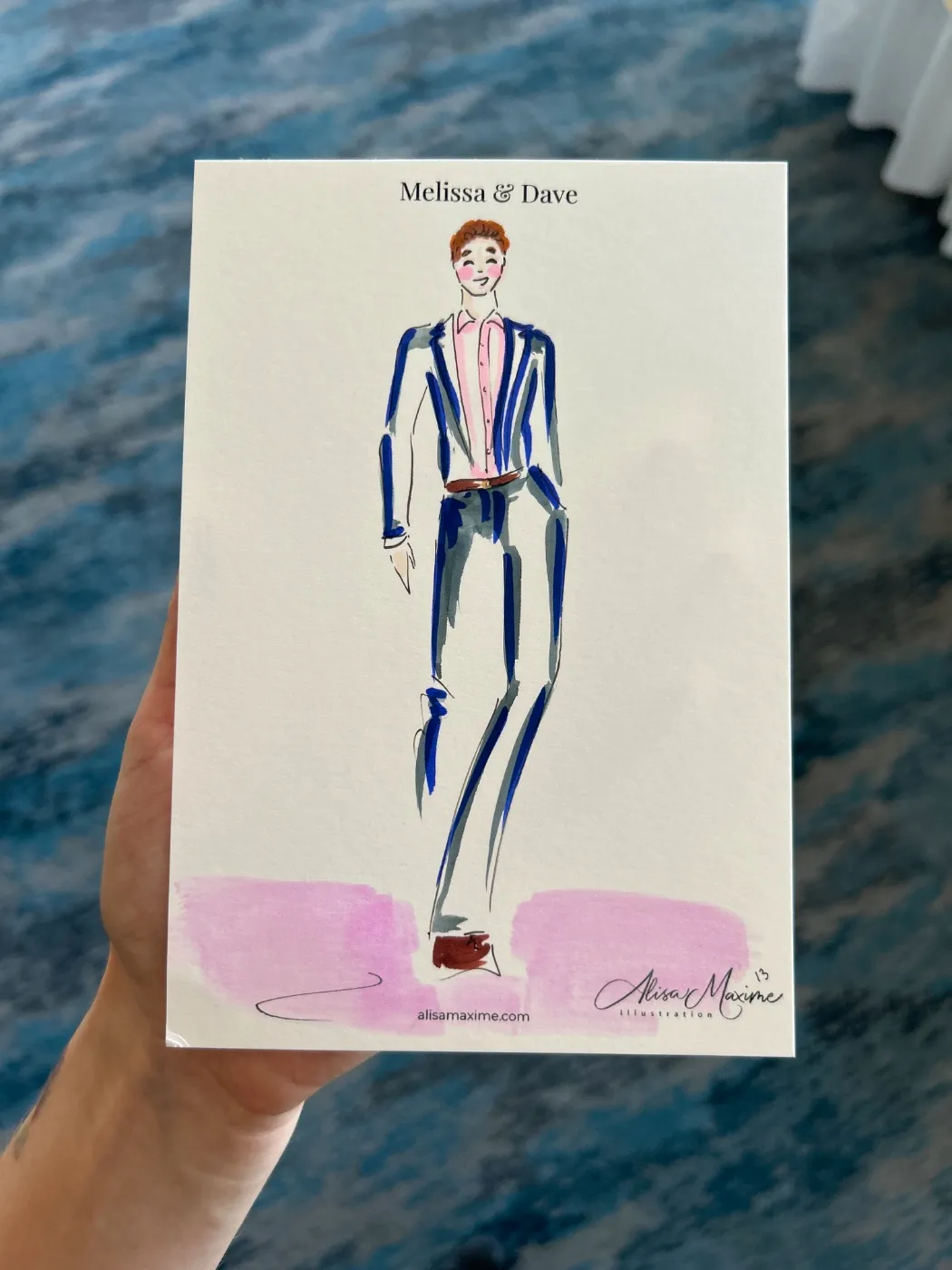 Live fashion sketch 13 from Wedding at Water's Edge Resort and Spa, Westbrook