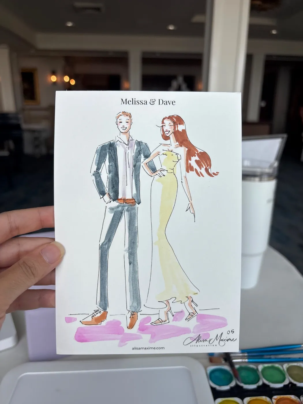 Live fashion sketch 5 from Wedding at Water's Edge Resort and Spa, Westbrook