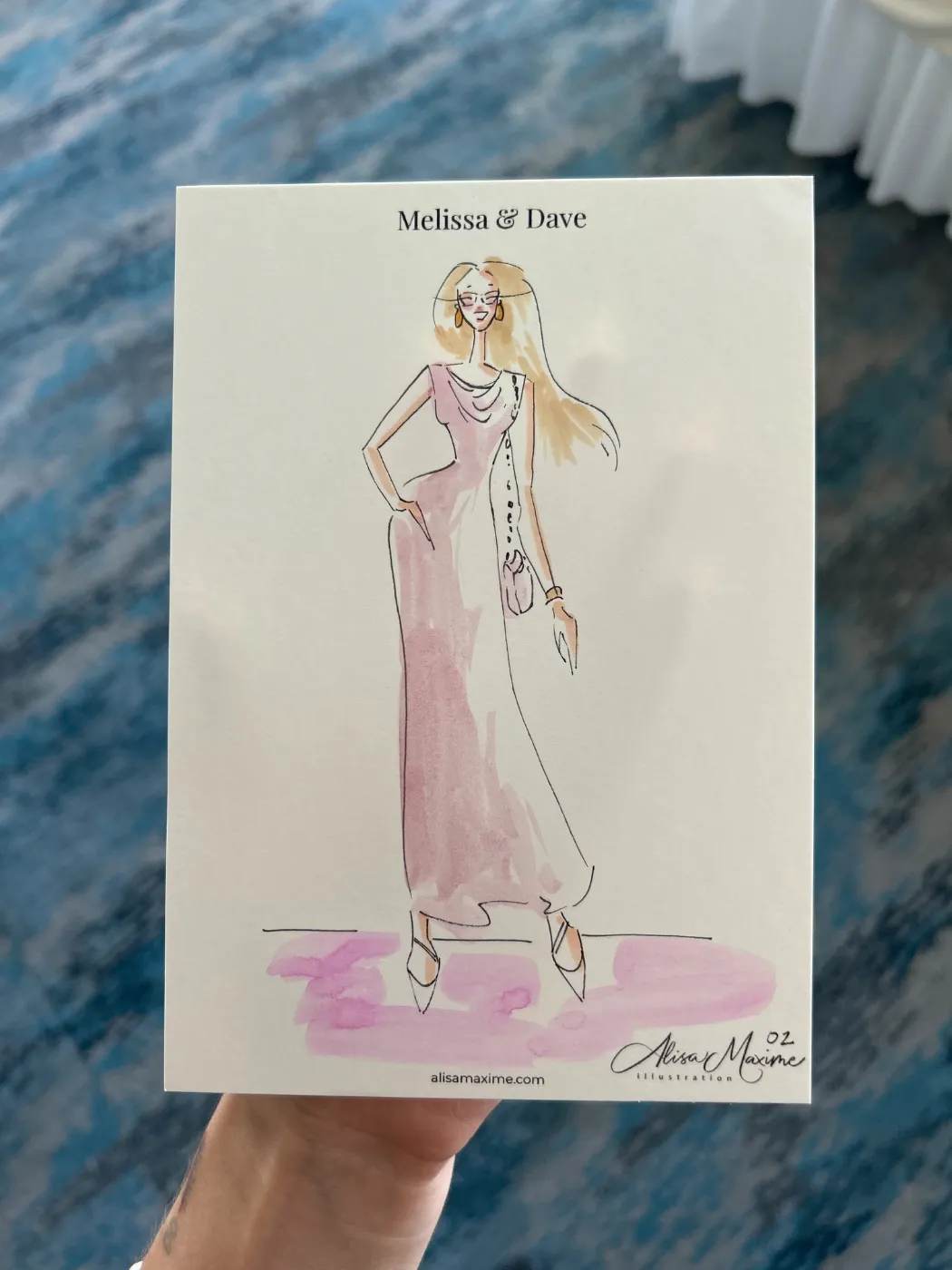 Live fashion sketch 3 from Wedding at Water's Edge Resort and Spa, Westbrook