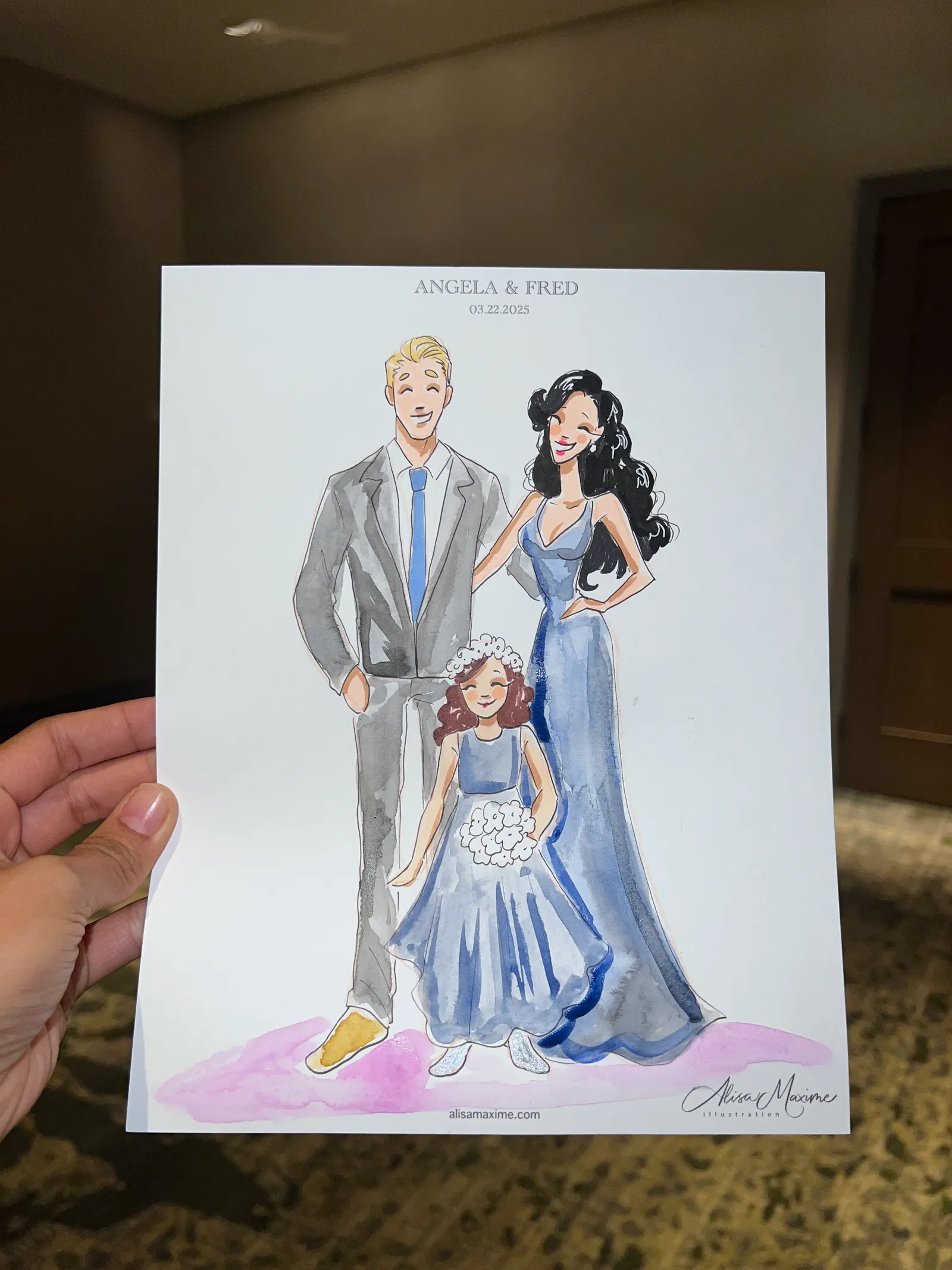 Live sketch from Wedding Celebration at Omni Houston Hotel