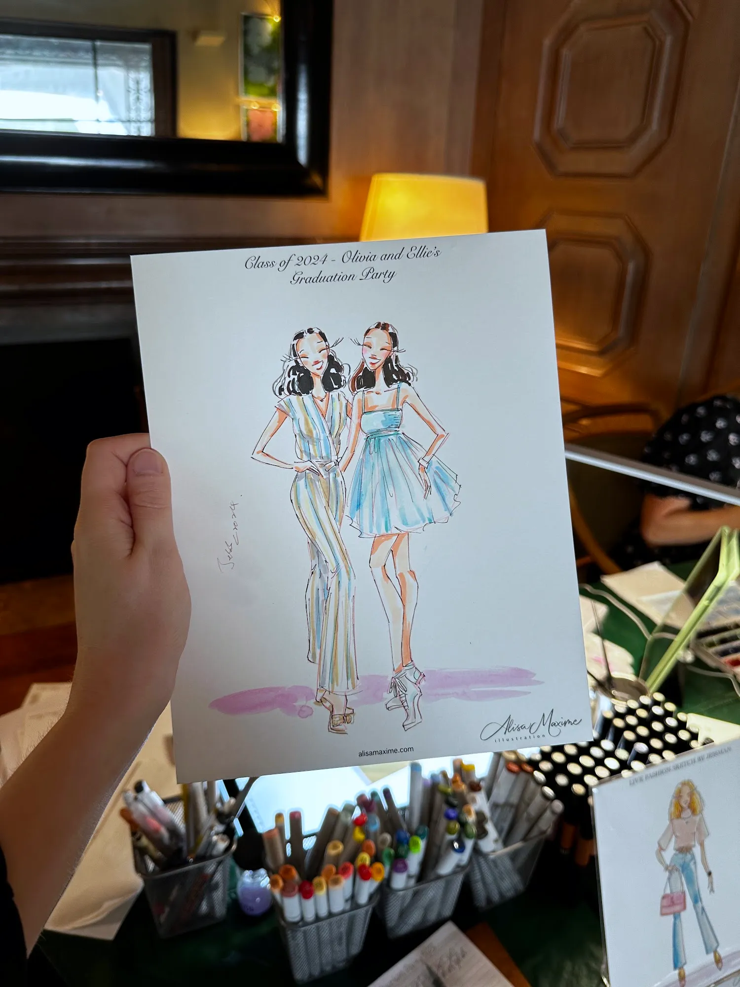 Live fashion sketch 7 from Graduation Brunch at Dallas Arboretum