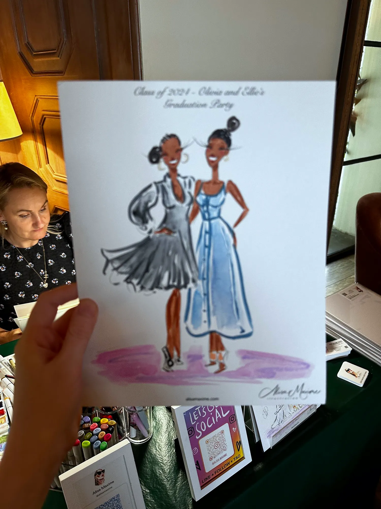 Live fashion sketch 5 from Graduation Brunch at Dallas Arboretum