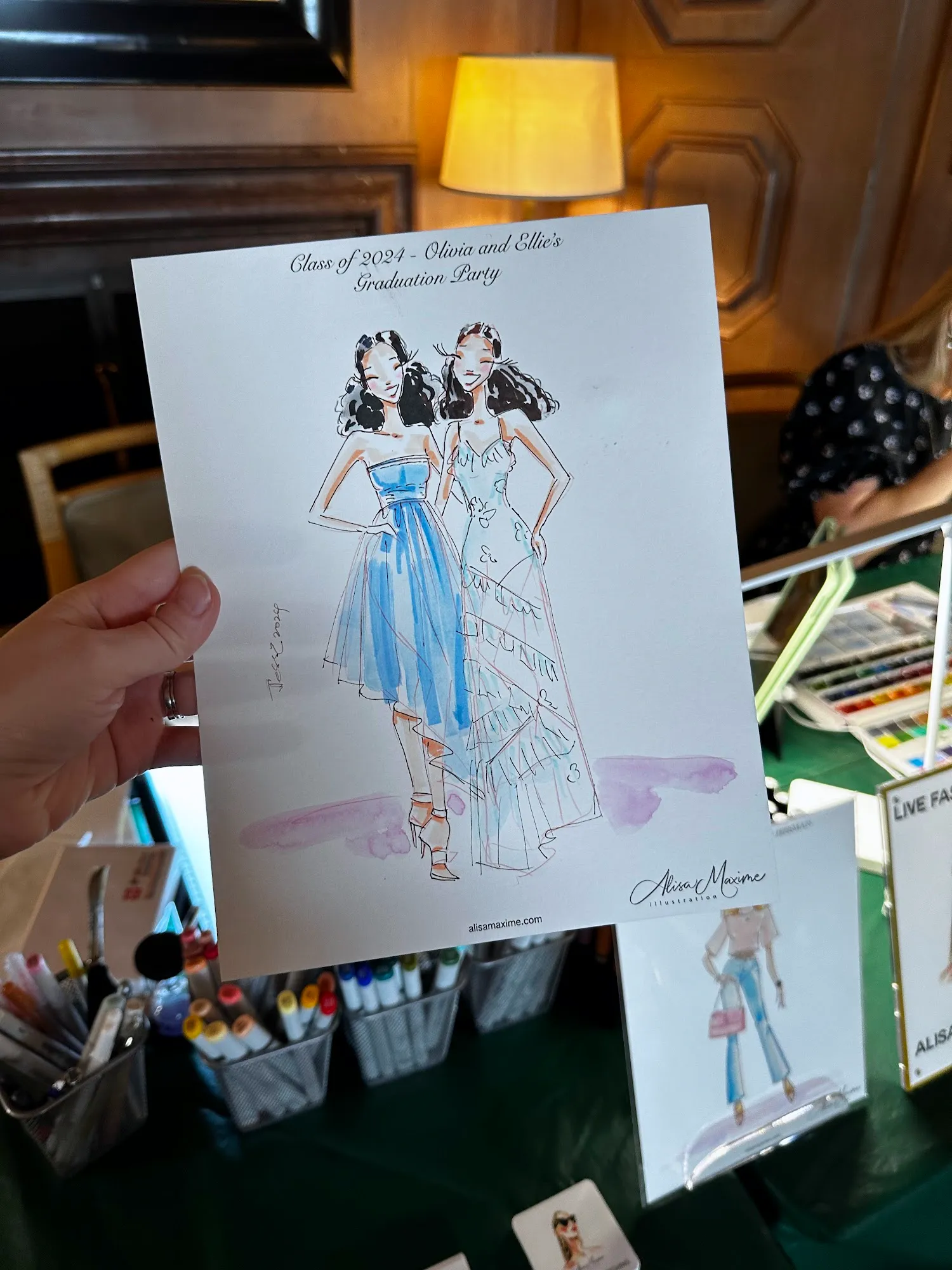 Live fashion sketch 3 from Graduation Brunch at Dallas Arboretum