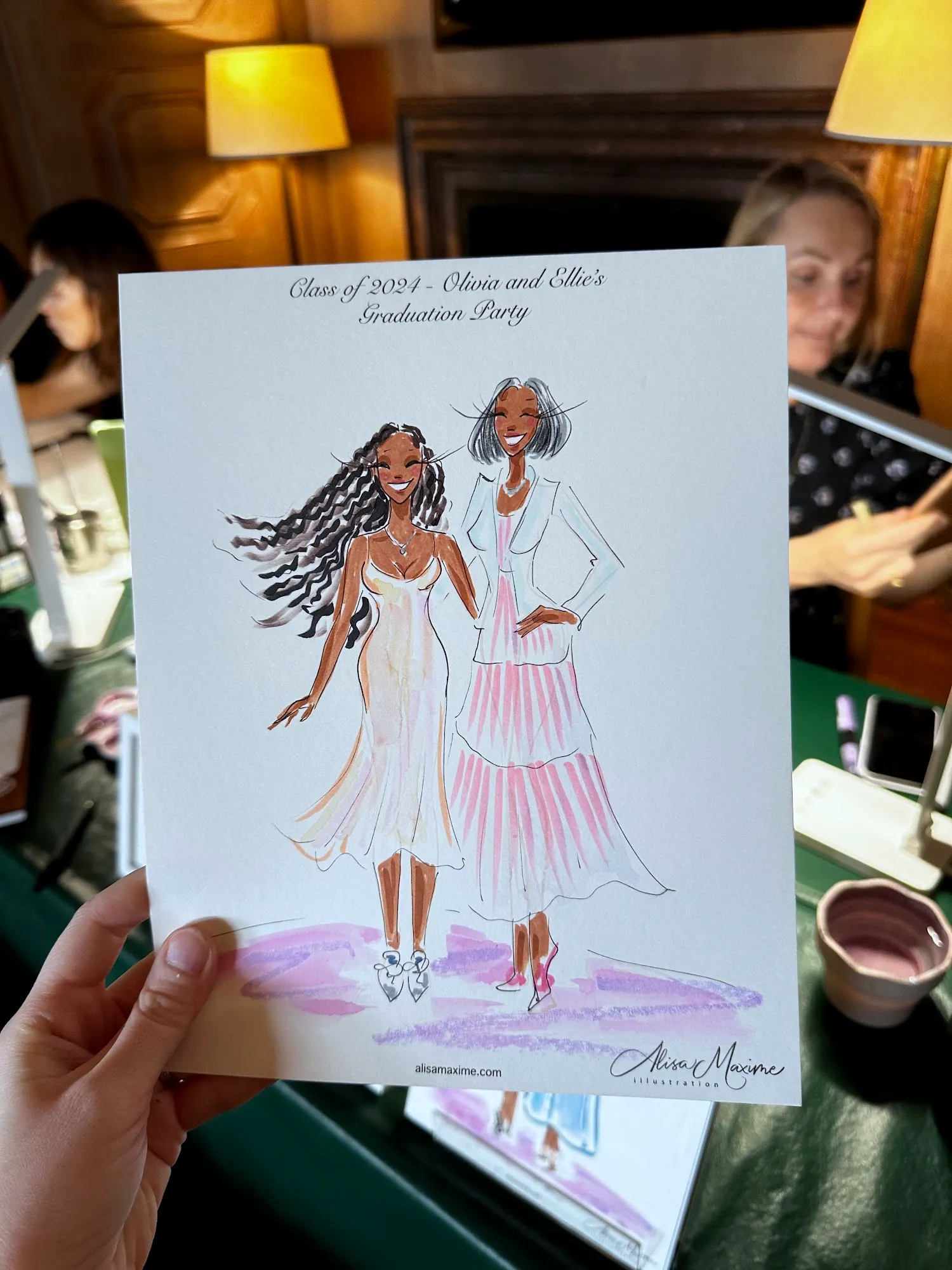 Live sketch from Graduation Brunch at Dallas Arboretum