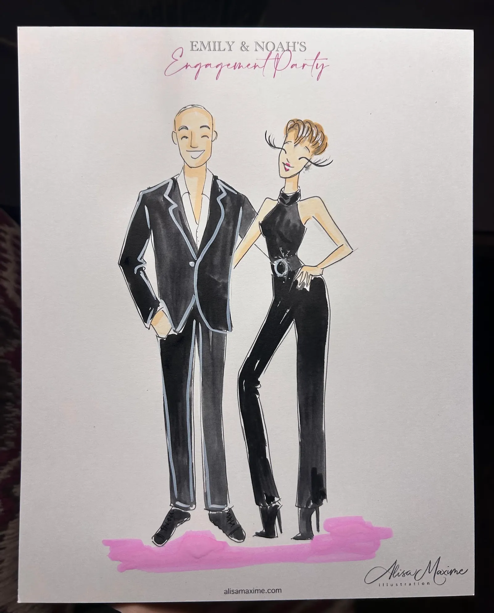 Live fashion sketch 9 from Engagement Celebration at The Athenaeum, Pasadena