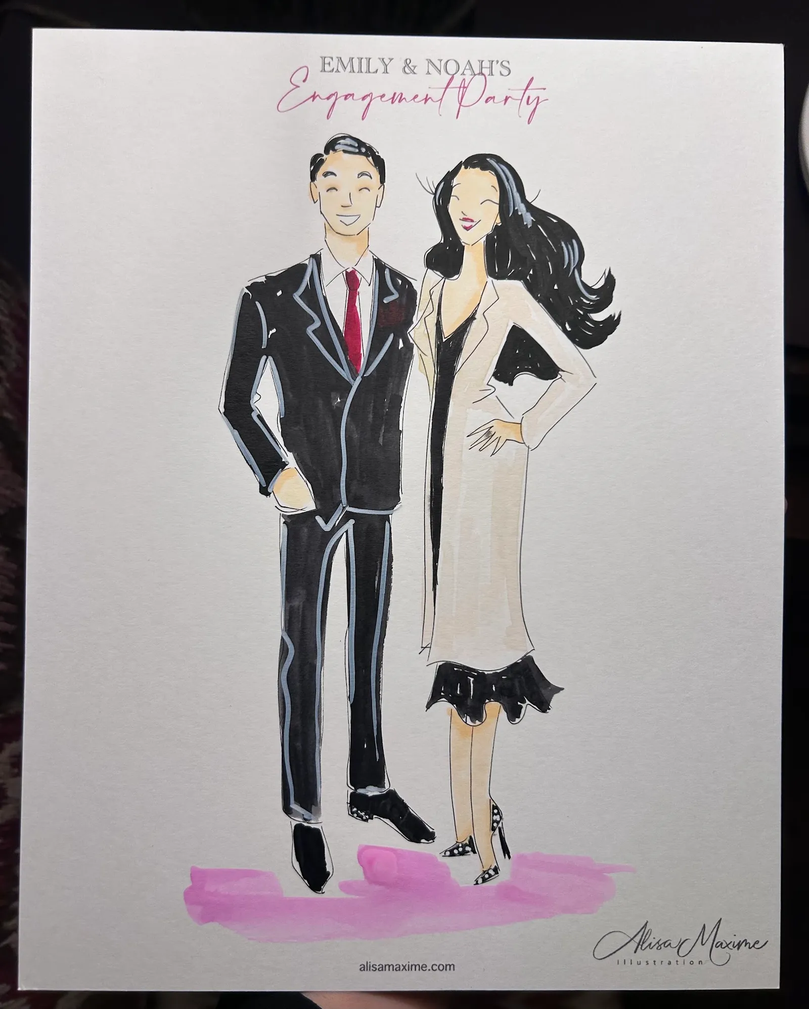 Live fashion sketch 7 from Engagement Celebration at The Athenaeum, Pasadena