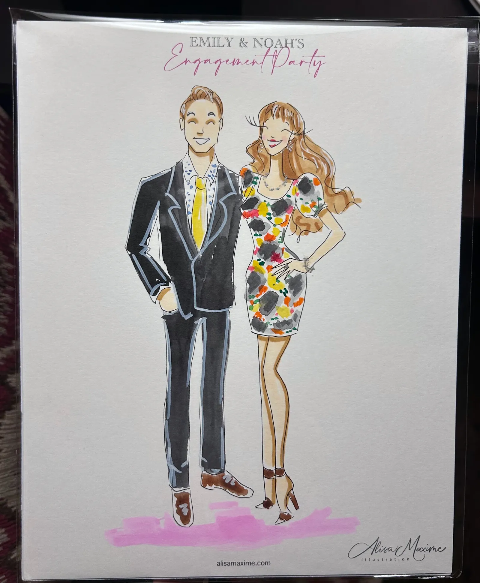 Live fashion sketch 3 from Engagement Celebration at The Athenaeum, Pasadena
