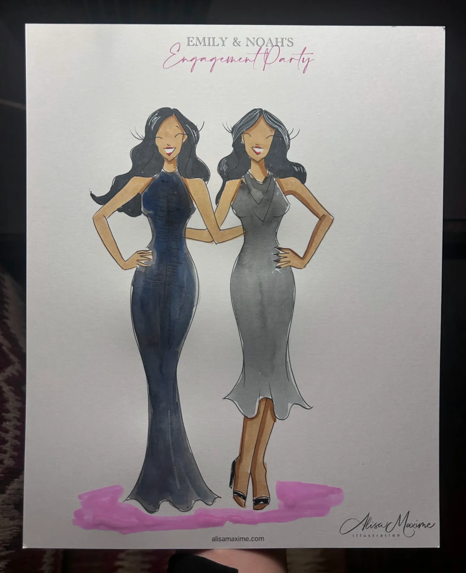 Live fashion sketch 12 from Engagement Celebration at The Athenaeum, Pasadena