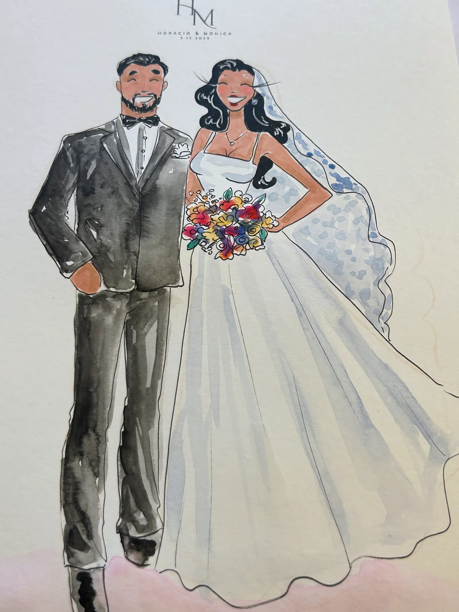Live fashion sketch 2 from San Antonio Wedding at The Gardens at West Green