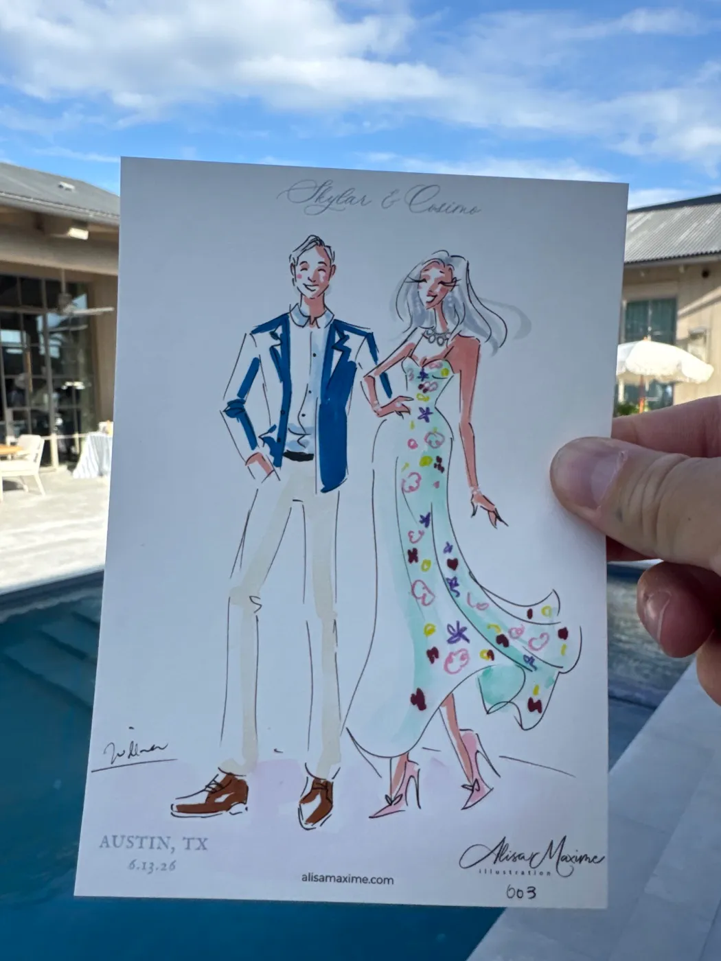 Live fashion sketch 3 from Engagement Party in Austin