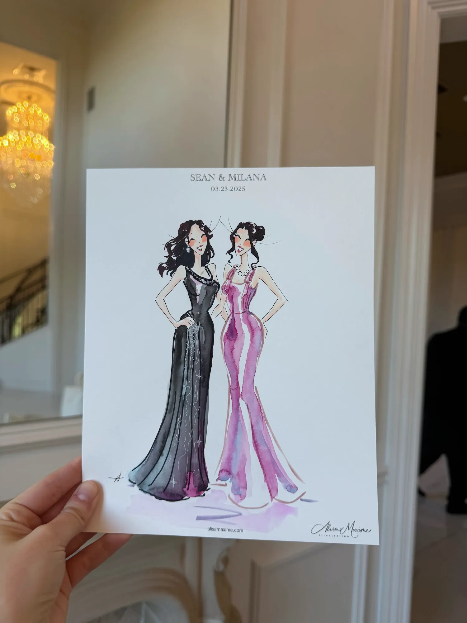Live fashion sketch 2 from Wedding Celebration at The Hillside Estate, Cross Roads, Texas