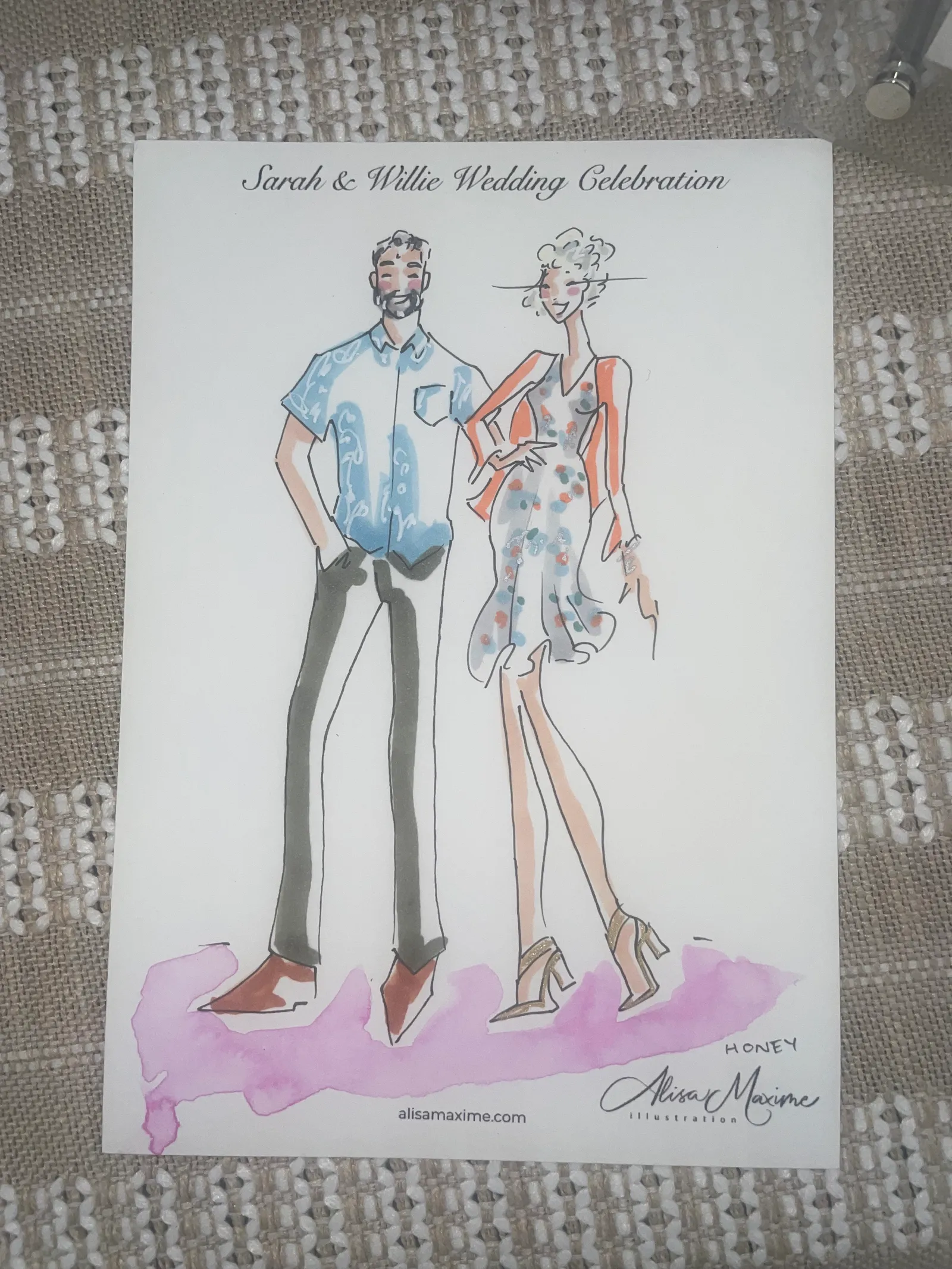 Live fashion sketch 3 from Wedding at the Boathouse at Lake Ellyn, Glen Ellyn