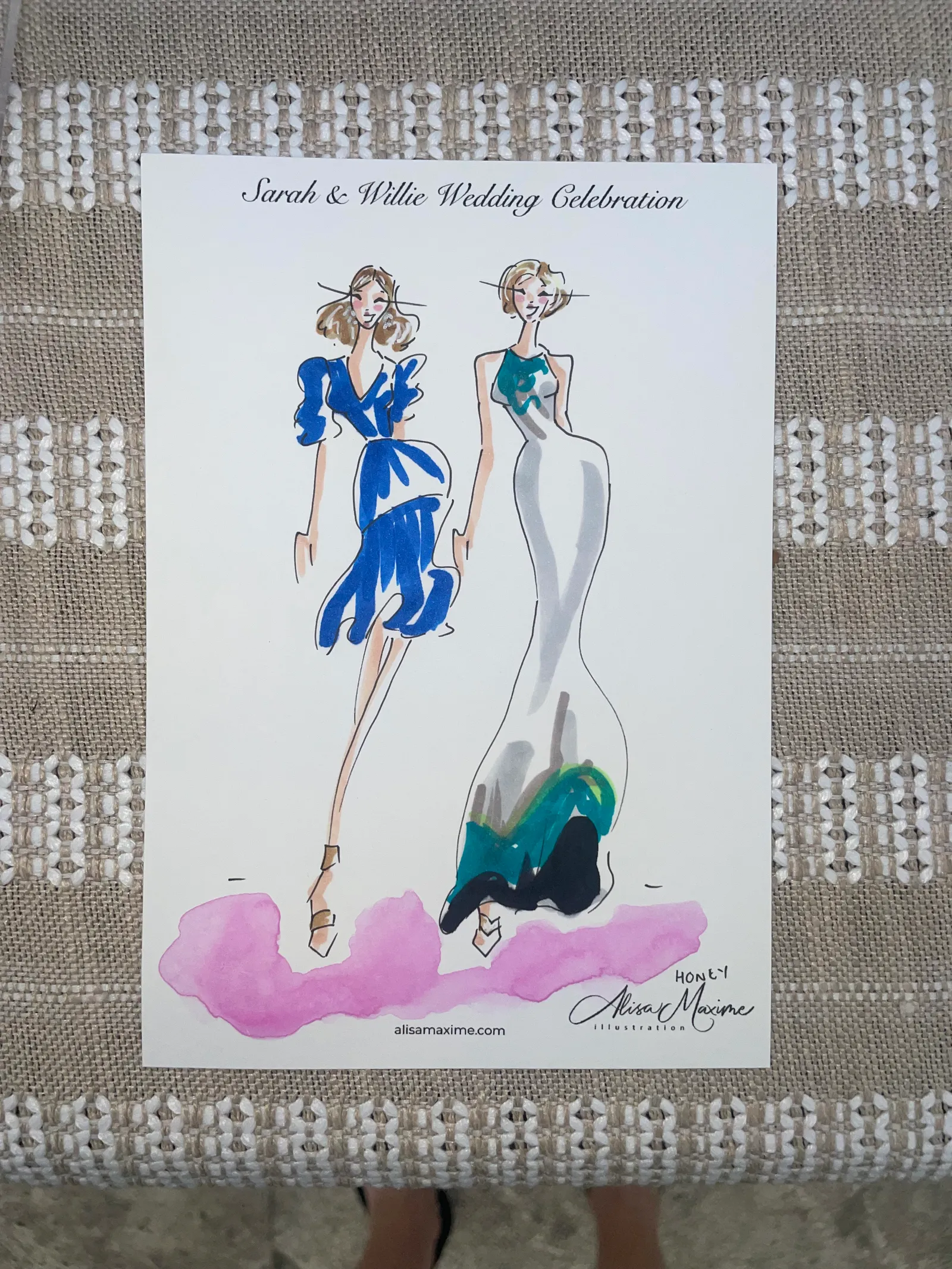Live fashion sketch 12 from Wedding at the Boathouse at Lake Ellyn, Glen Ellyn