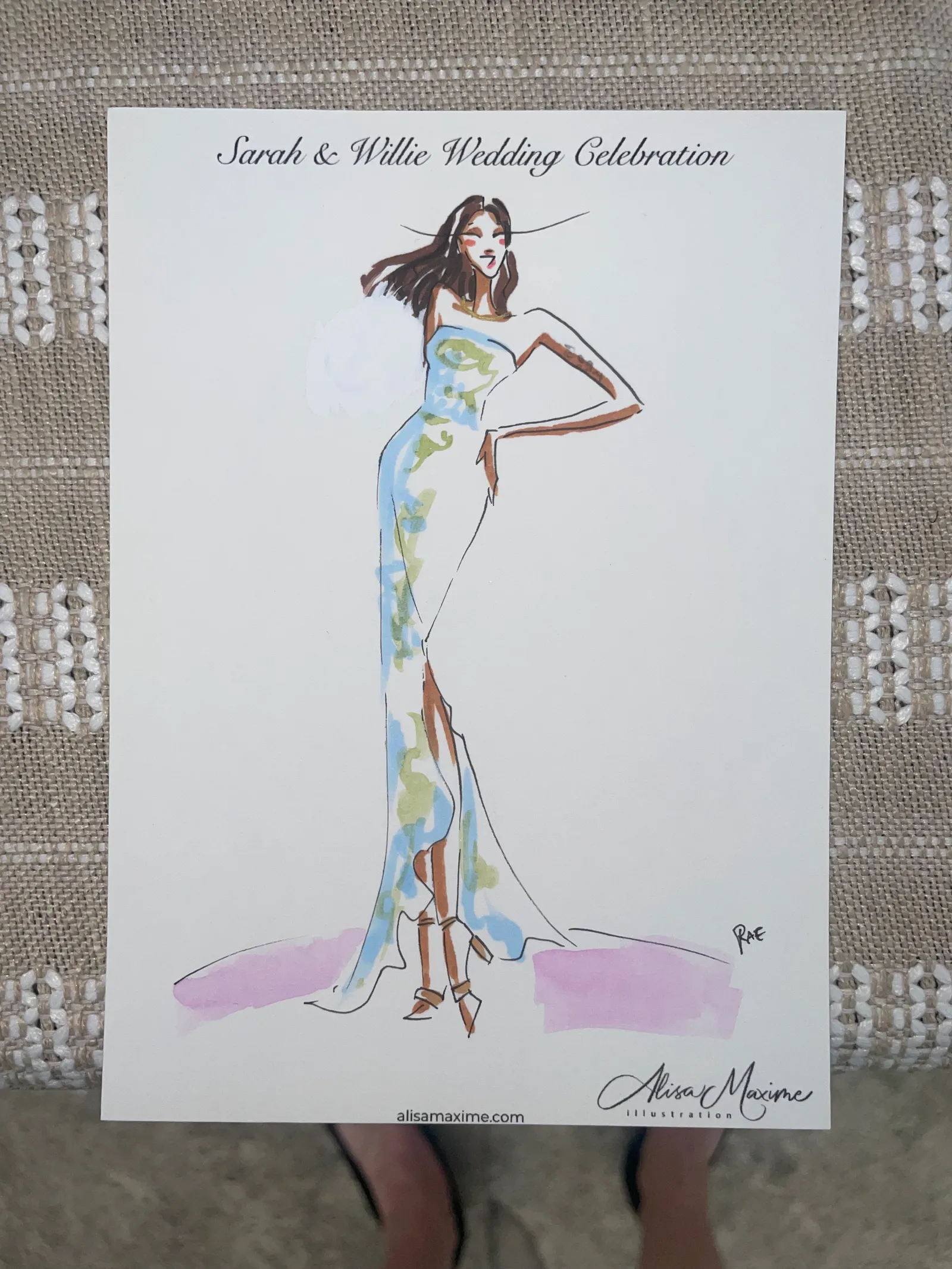 Live fashion sketch 11 from Wedding at the Boathouse at Lake Ellyn, Glen Ellyn