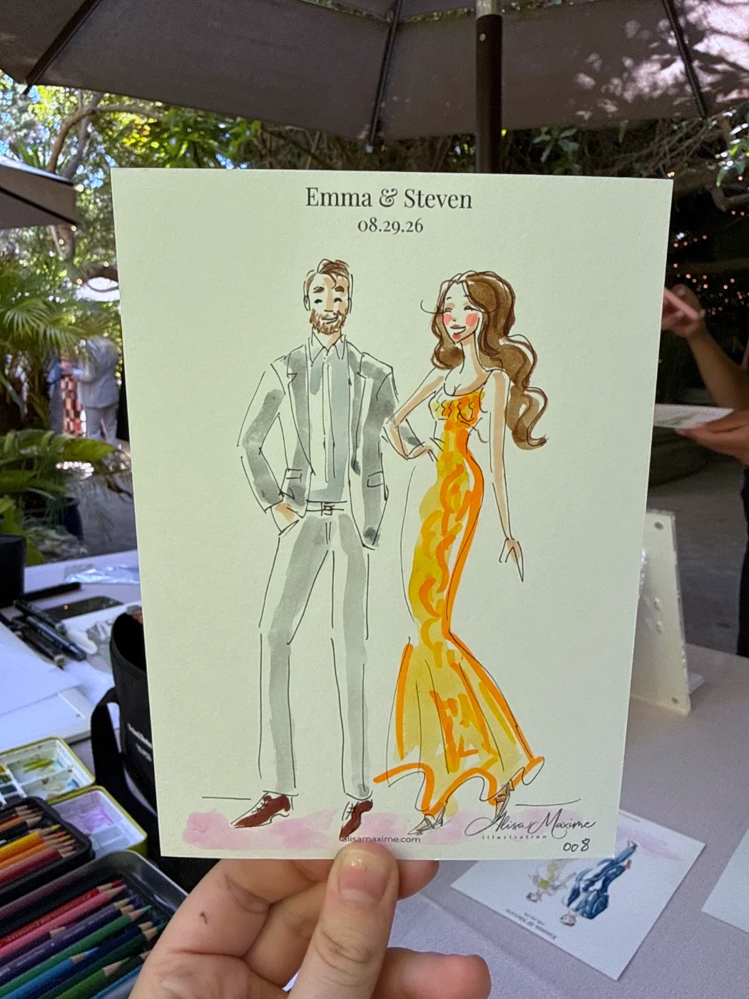 Live fashion sketch 9 from Wedding at The Holly Farm, Carmel