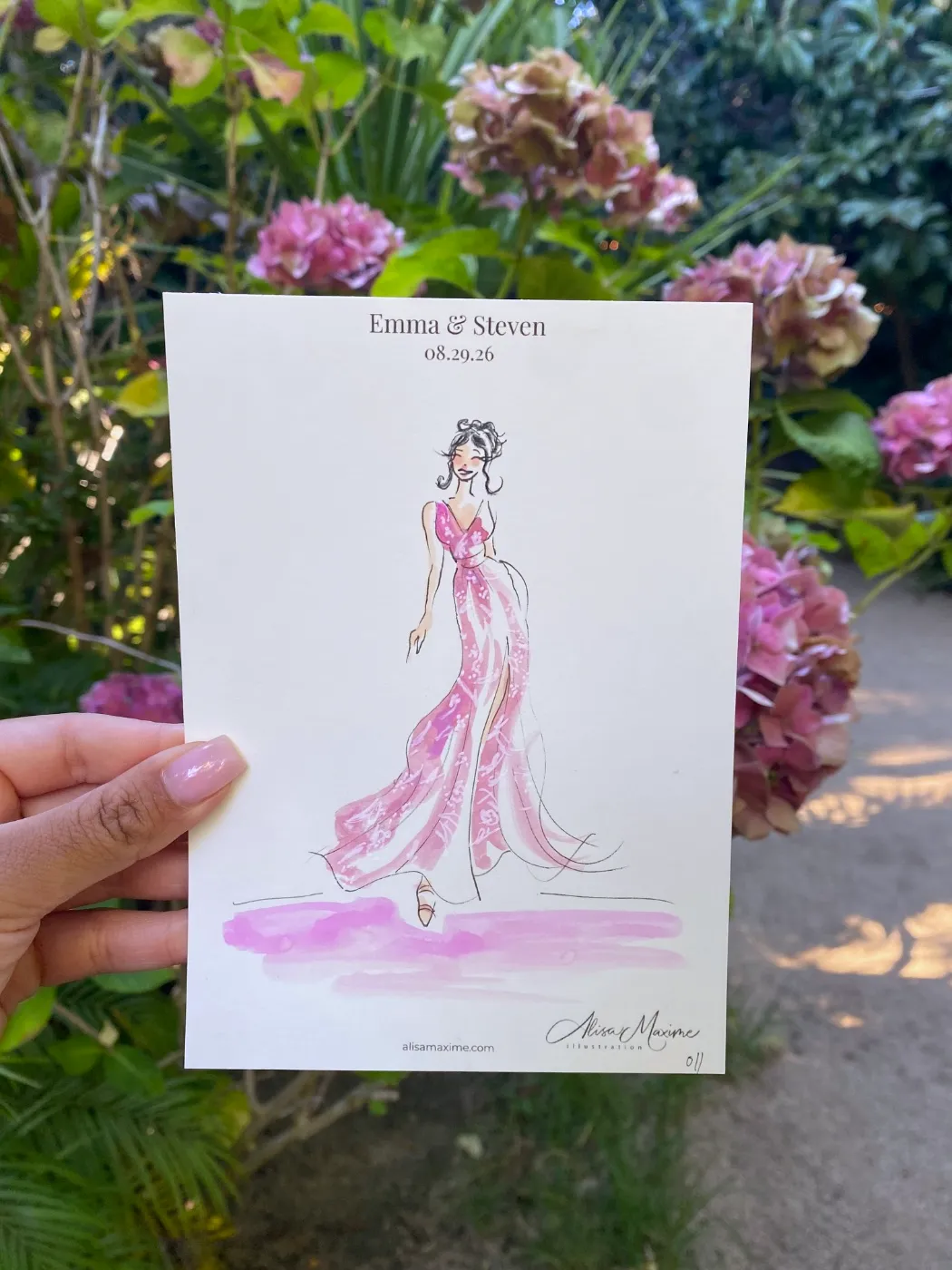 Live fashion sketch 12 from Wedding at The Holly Farm, Carmel