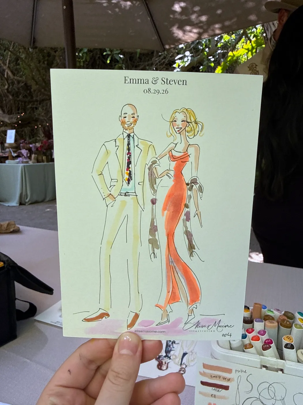 Live fashion sketch 5 from Wedding at The Holly Farm, Carmel