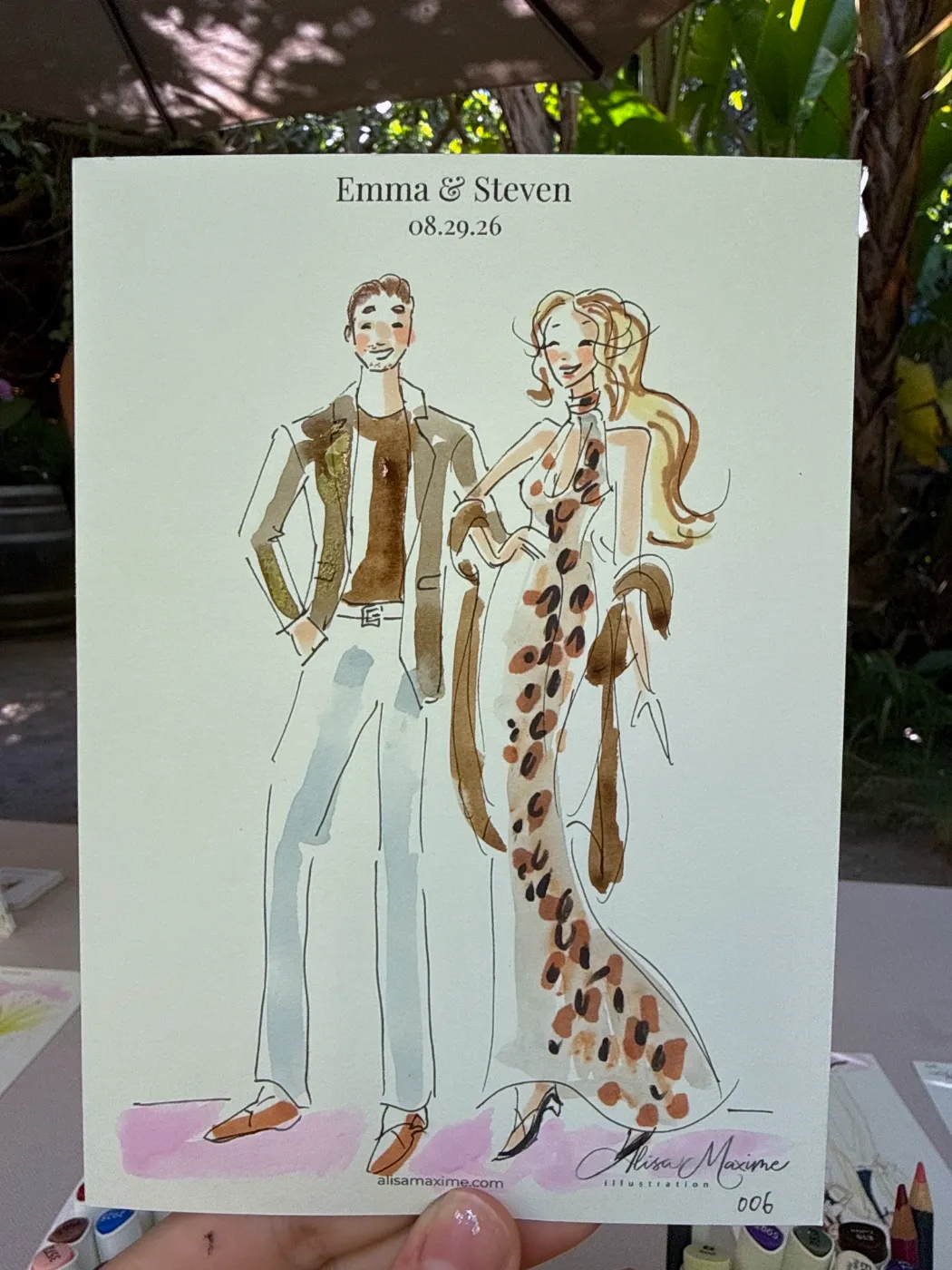 Live fashion sketch 7 from Wedding at The Holly Farm, Carmel