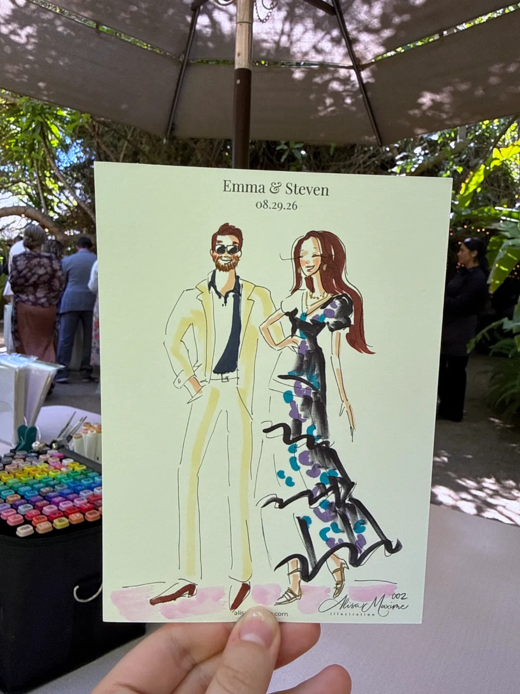 Live fashion sketch 3 from Wedding at The Holly Farm, Carmel