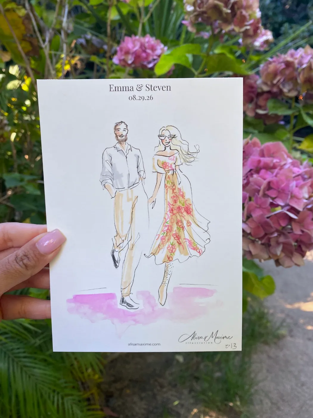 Live sketch from Wedding at The Holly Farm, Carmel
