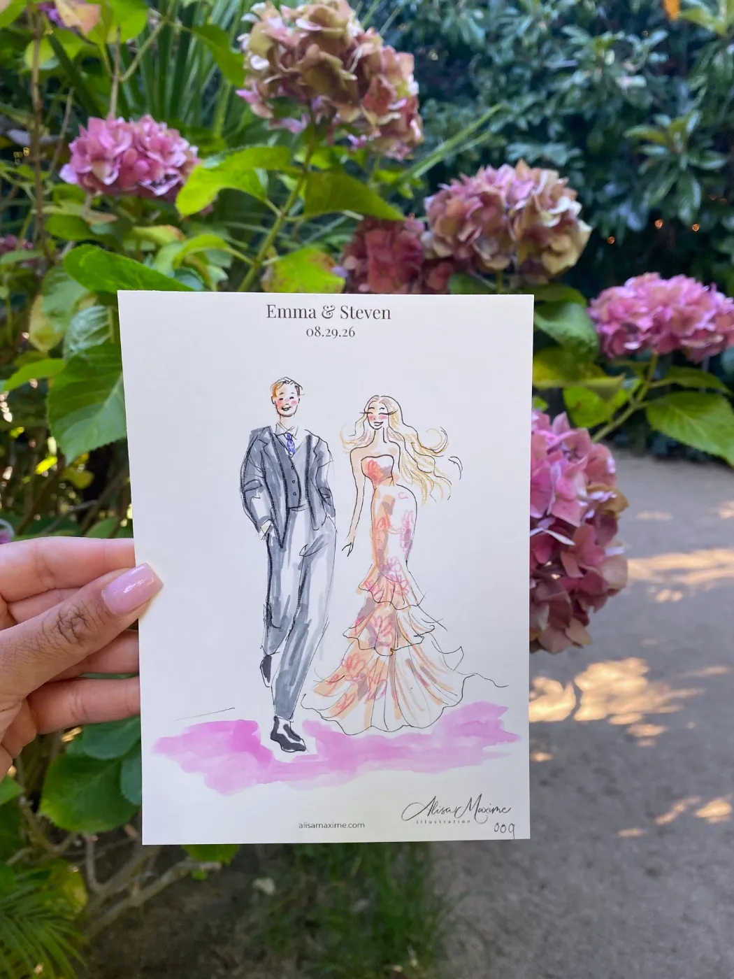 Live fashion sketch 10 from Wedding at The Holly Farm, Carmel