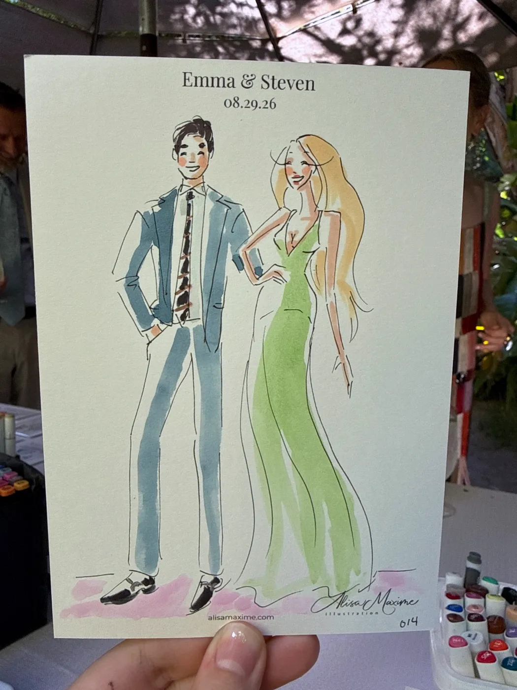 Live fashion sketch 14 from Wedding at The Holly Farm, Carmel