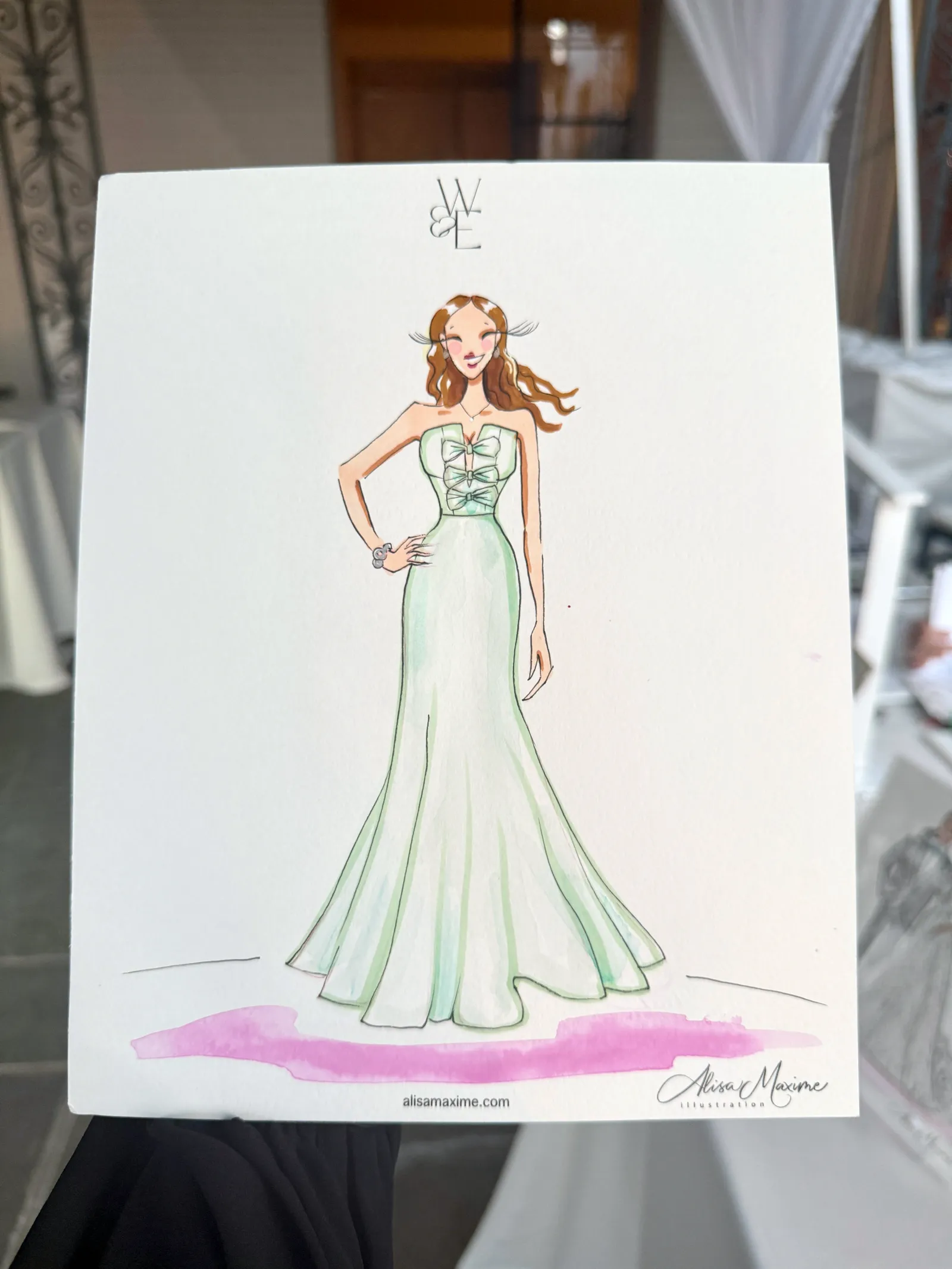 Live fashion sketch 3 from Wedding Celebration at the Dallas Arboretum