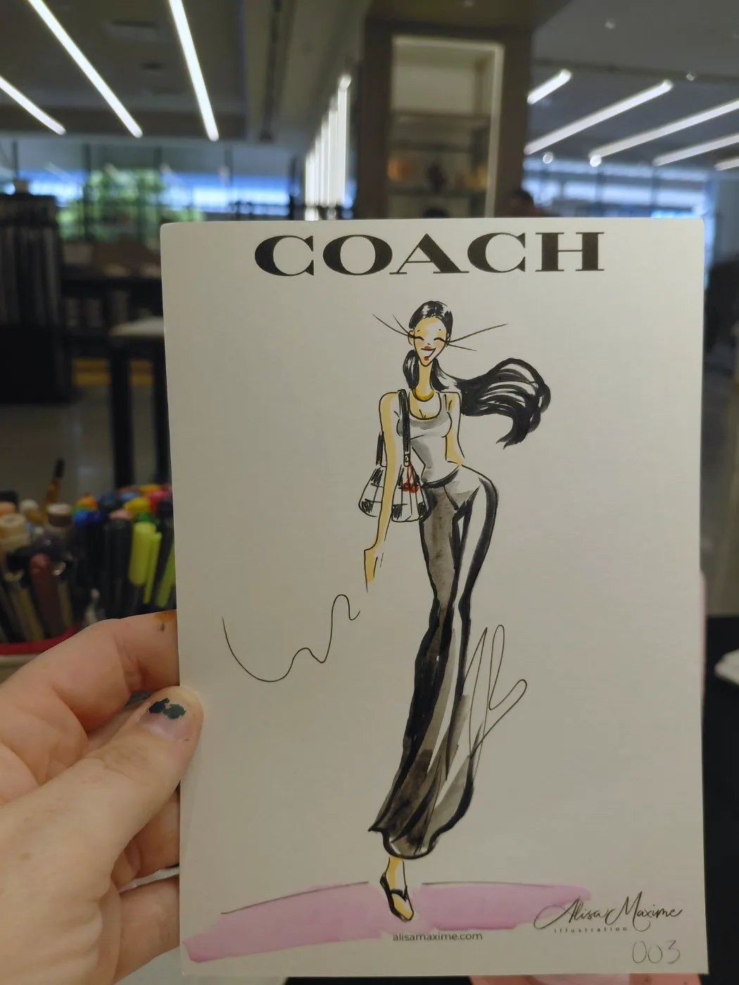 Live fashion sketch 3 from Coach Grand Opening at West End Center, Lubbock