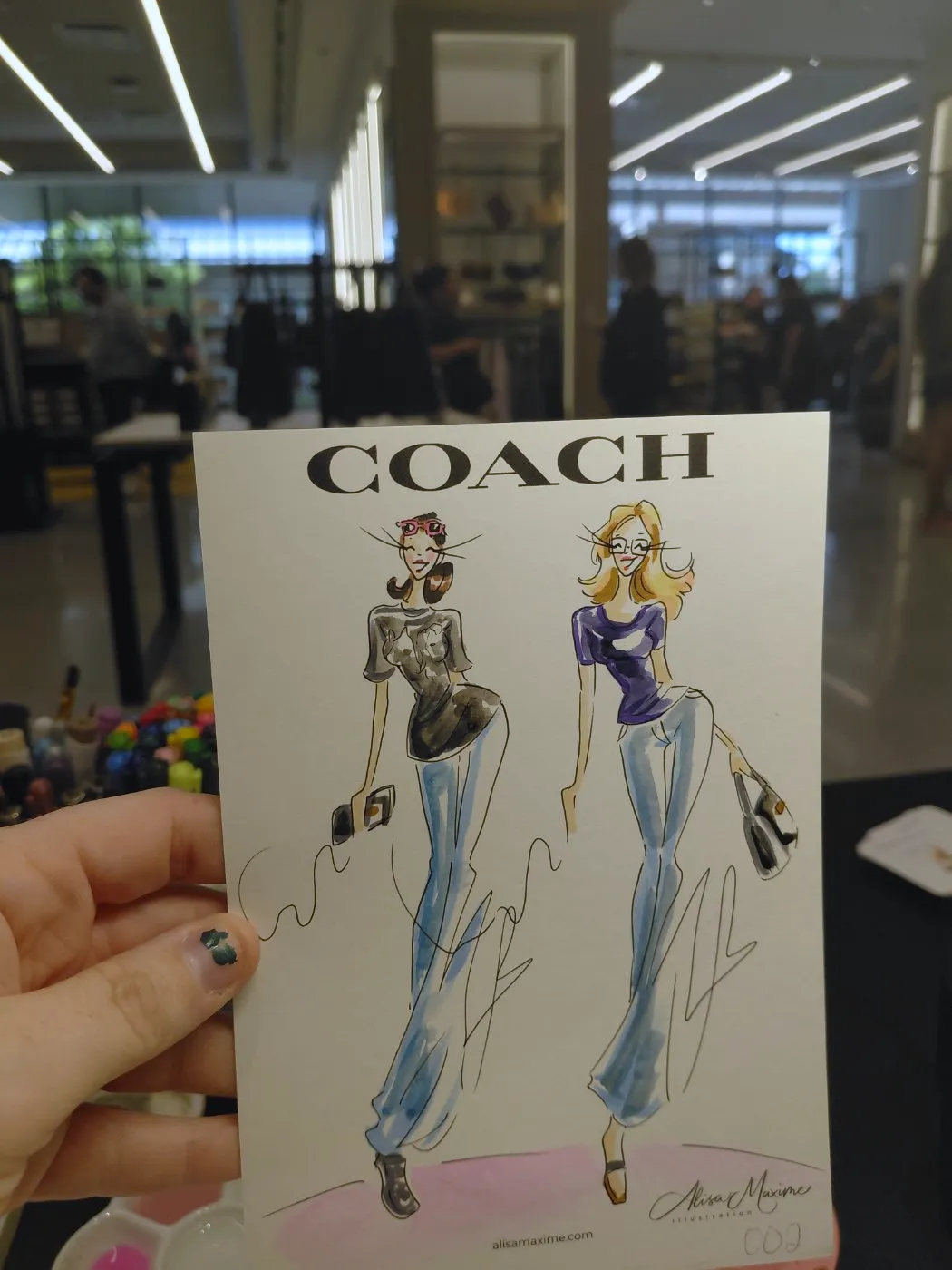 Live fashion sketch 2 from Coach Grand Opening at West End Center, Lubbock
