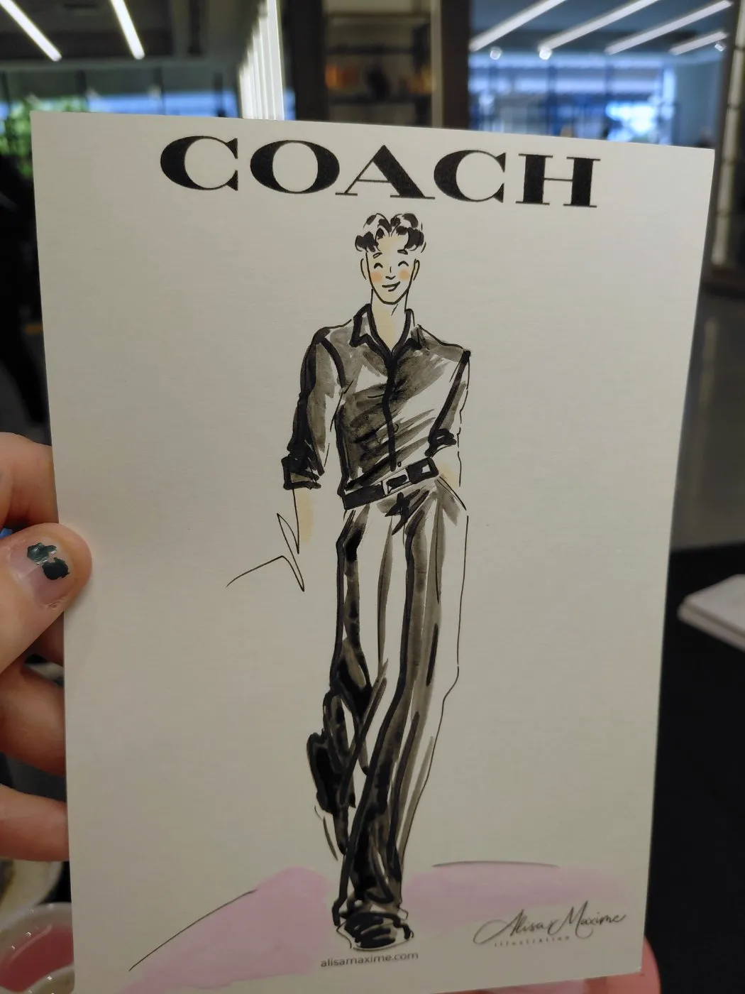 Live fashion sketch 11 from Coach Grand Opening at West End Center, Lubbock