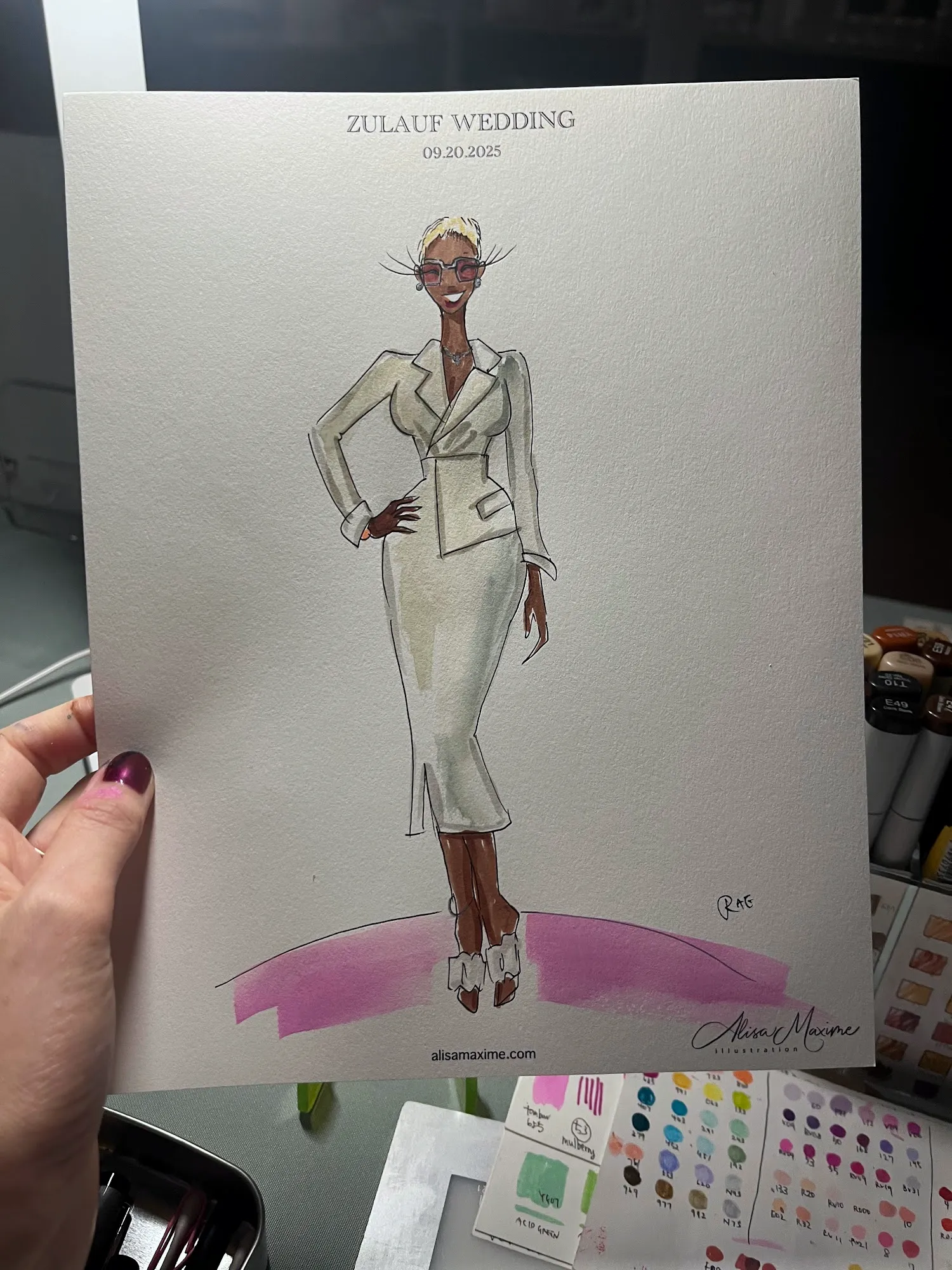 Live fashion sketch 15 from Elegant Wedding Celebration at Offshore Rooftop, Chicago